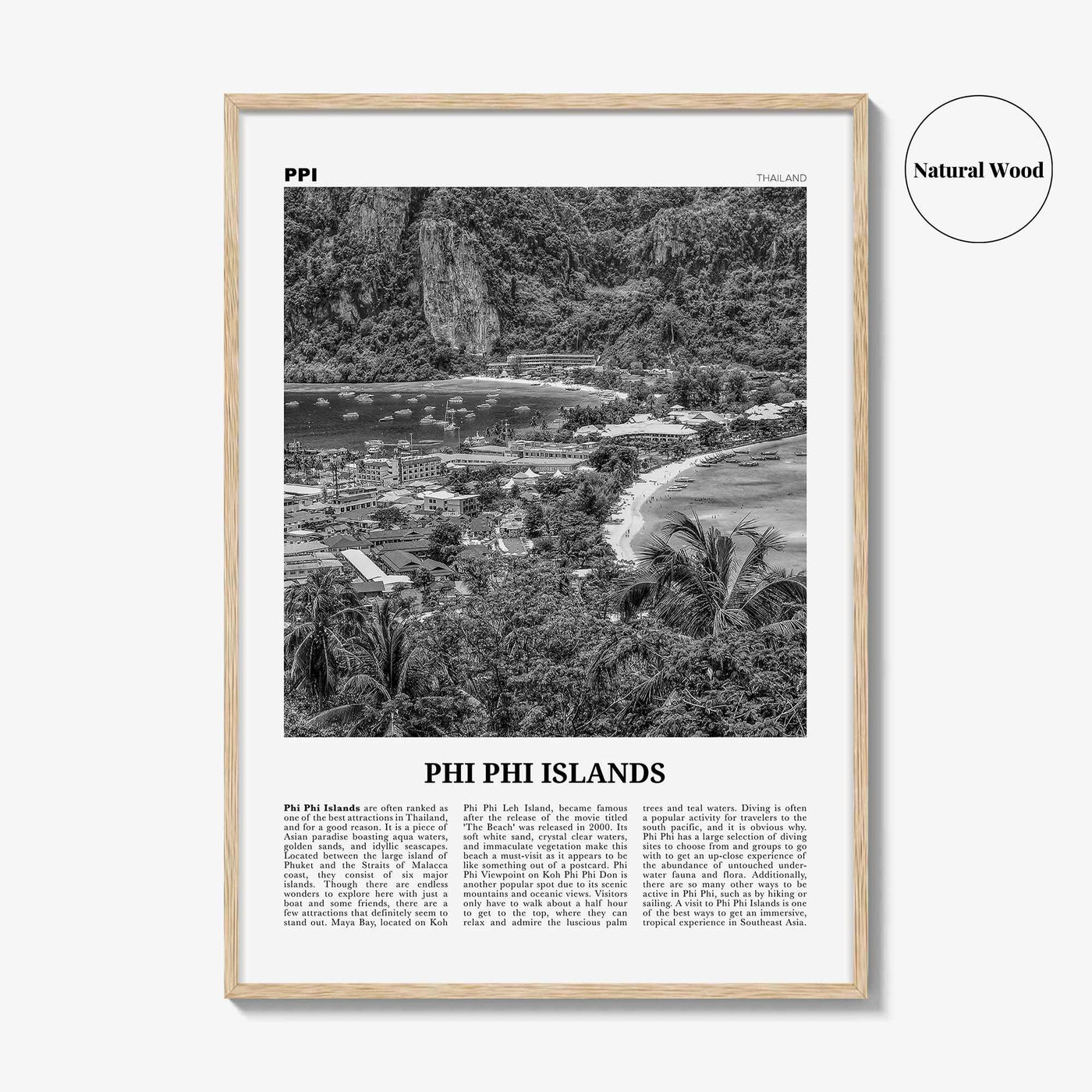 Phi Phi Islands Print Black and White, Phi Phi Islands Wall Art, Phi Phi Islands Poster, Phi Phi Islands Photo, Thailand