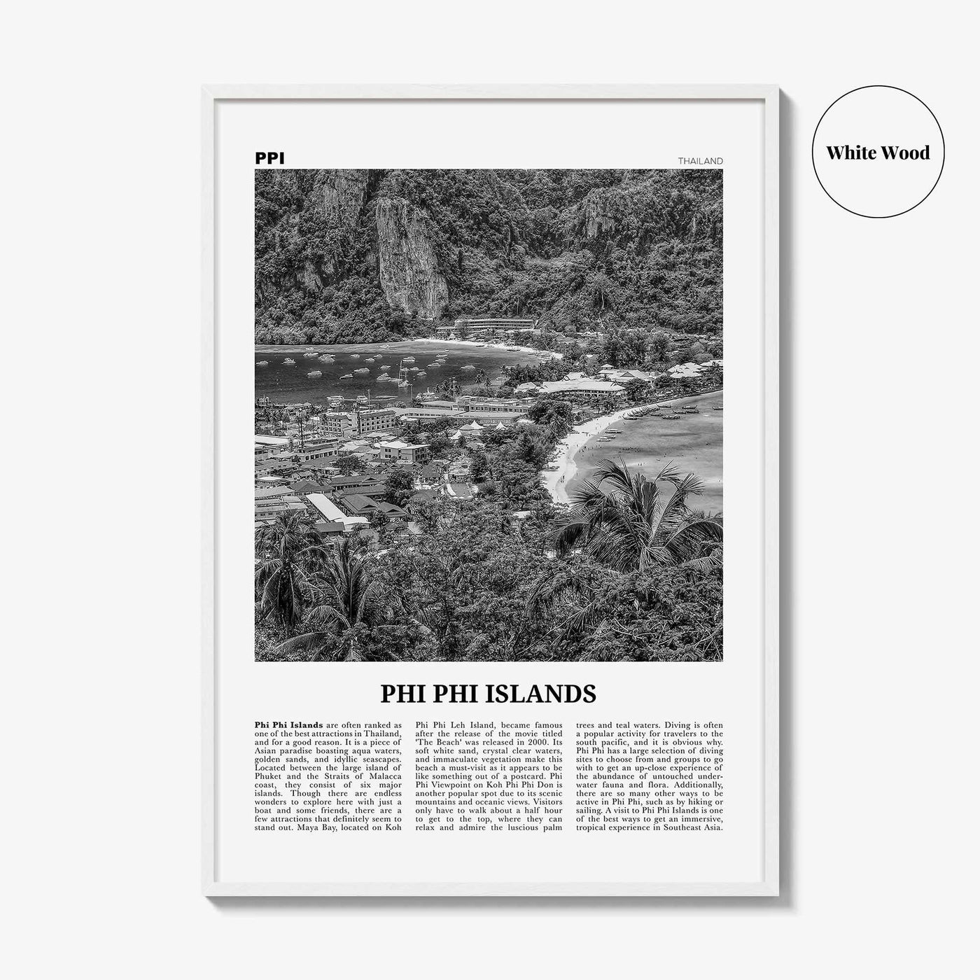 Phi Phi Islands Print Black and White, Phi Phi Islands Wall Art, Phi Phi Islands Poster, Phi Phi Islands Photo, Thailand