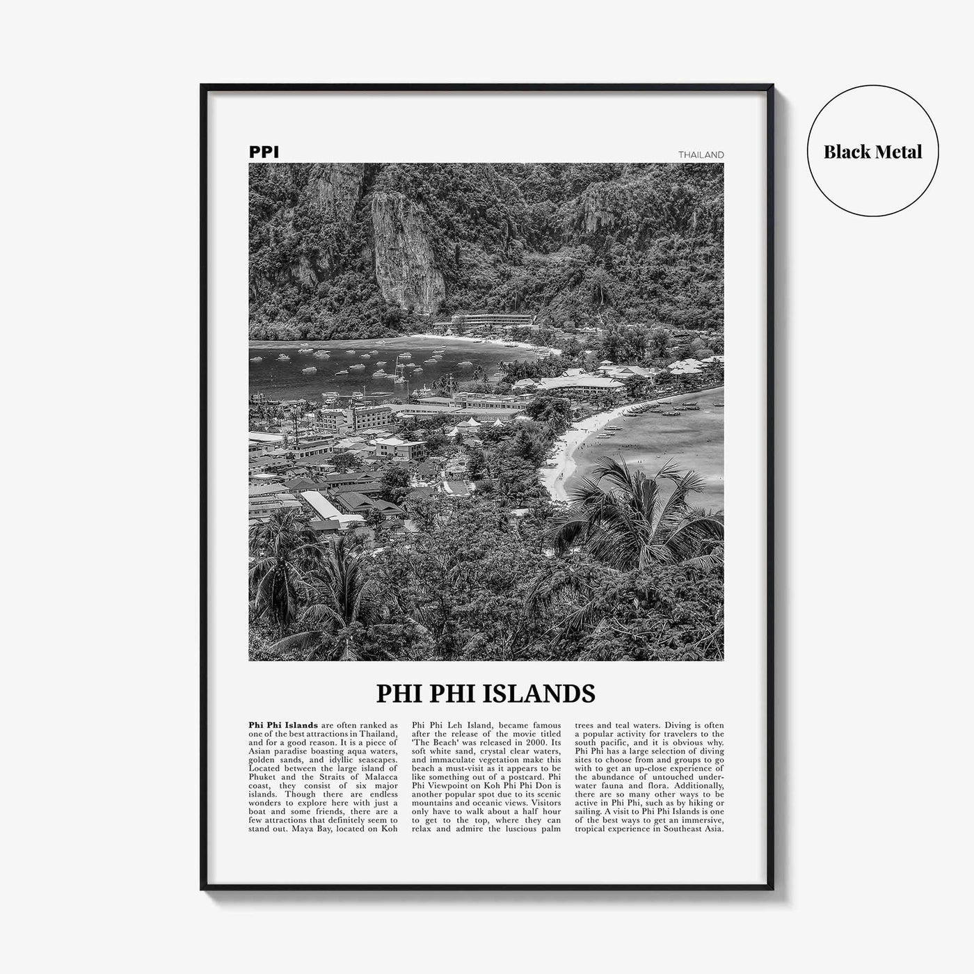 Phi Phi Islands Print Black and White, Phi Phi Islands Wall Art, Phi Phi Islands Poster, Phi Phi Islands Photo, Thailand
