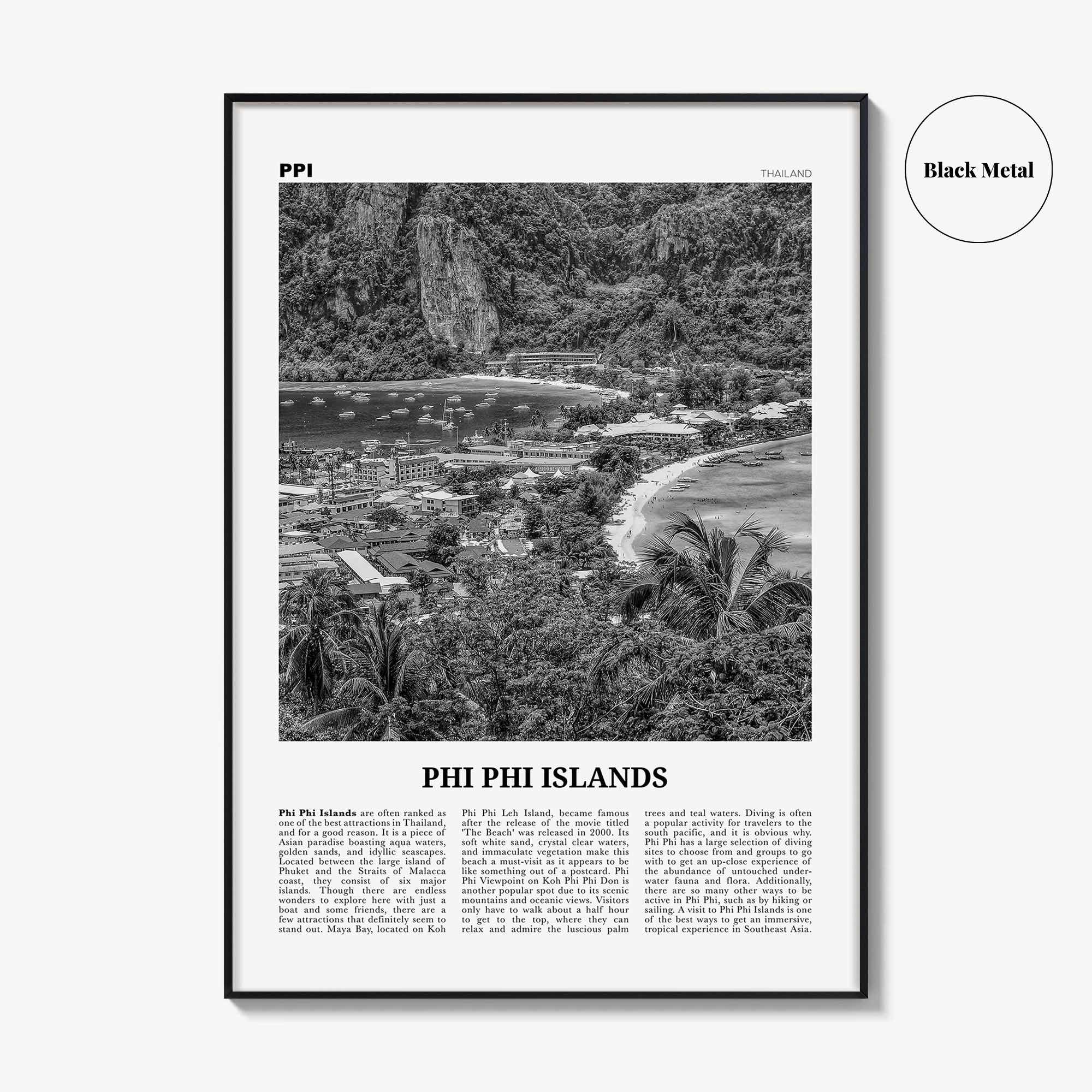 Phi Phi Islands Print Black and White, Phi Phi Islands Wall Art, Phi Phi Islands Poster, Phi Phi Islands Photo, Thailand