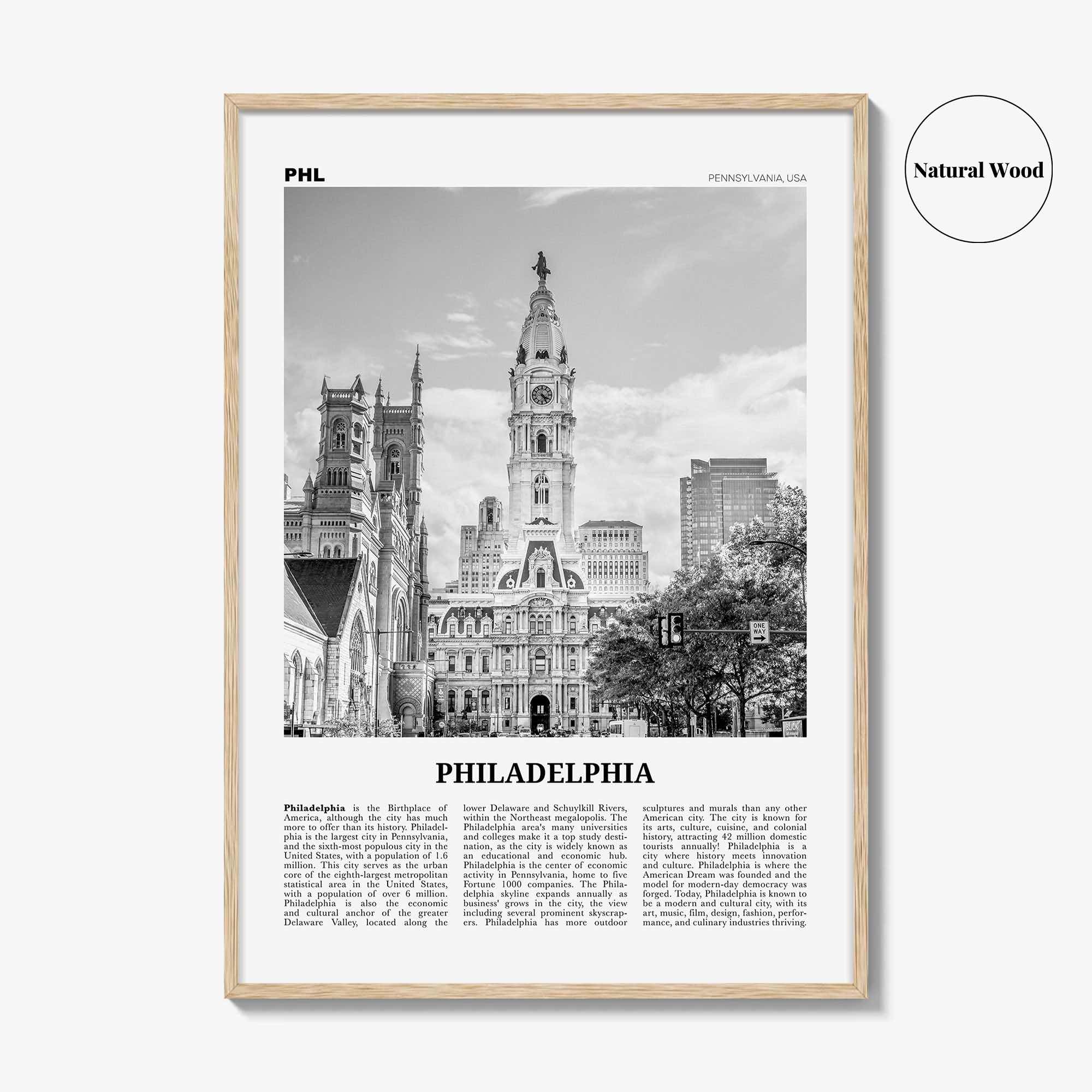Philadelphia Print Black and White No 1, Philadelphia Wall Art, Philadelphia Poster, Philadelphia, Pennsylvania, USA United States
