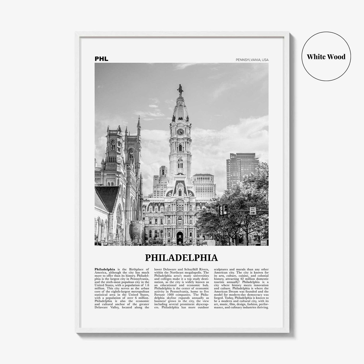 Philadelphia Print Black and White No 1, Philadelphia Wall Art, Philadelphia Poster, Philadelphia, Pennsylvania, USA United States
