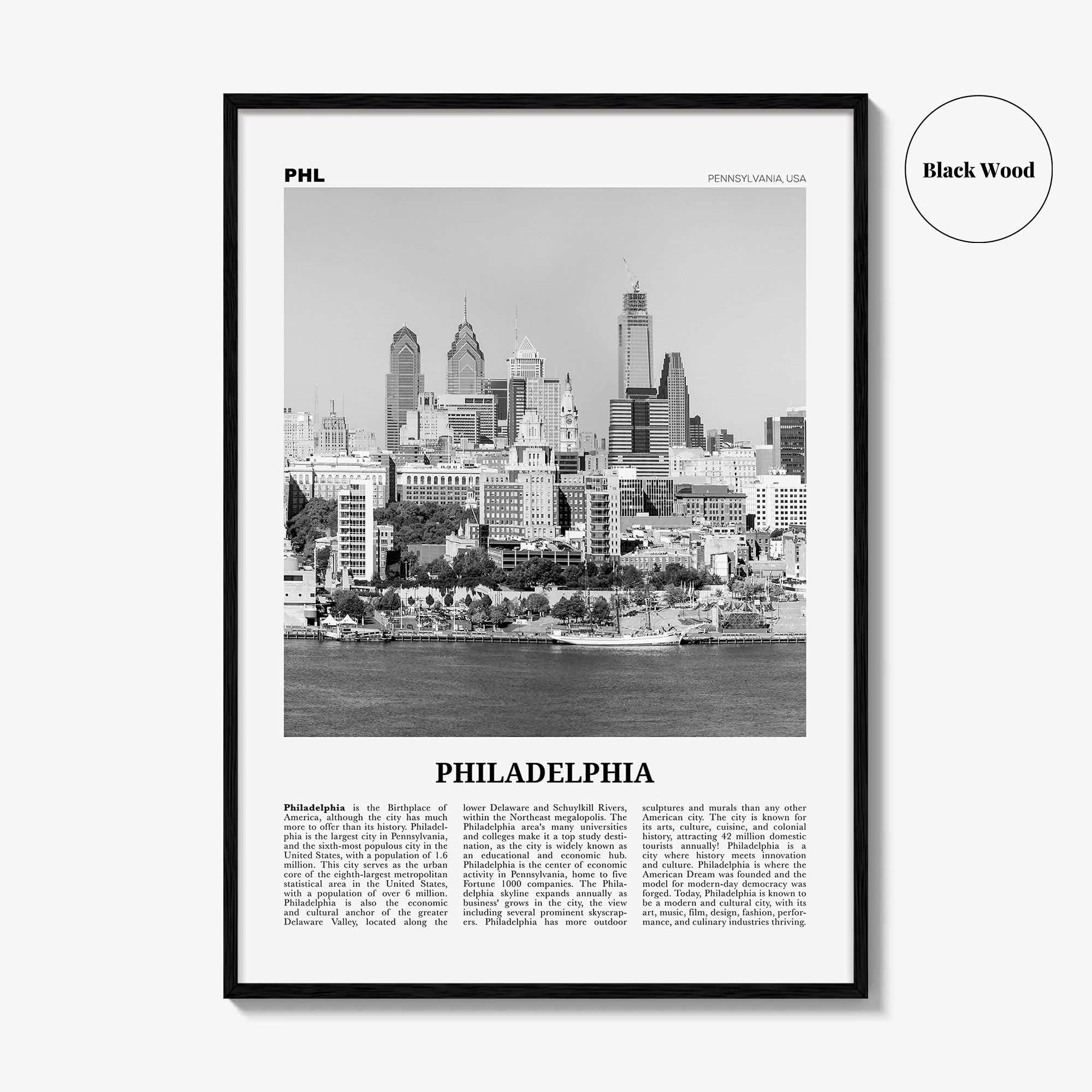 Philadelphia Print Black and White No 2, Philadelphia Wall Art, Philadelphia Poster, Philadelphia, Pennsylvania, USA United States
