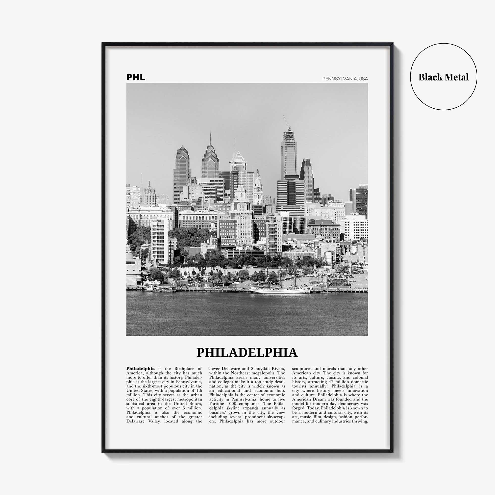 Philadelphia Print Black and White No 2, Philadelphia Wall Art, Philadelphia Poster, Philadelphia, Pennsylvania, USA United States