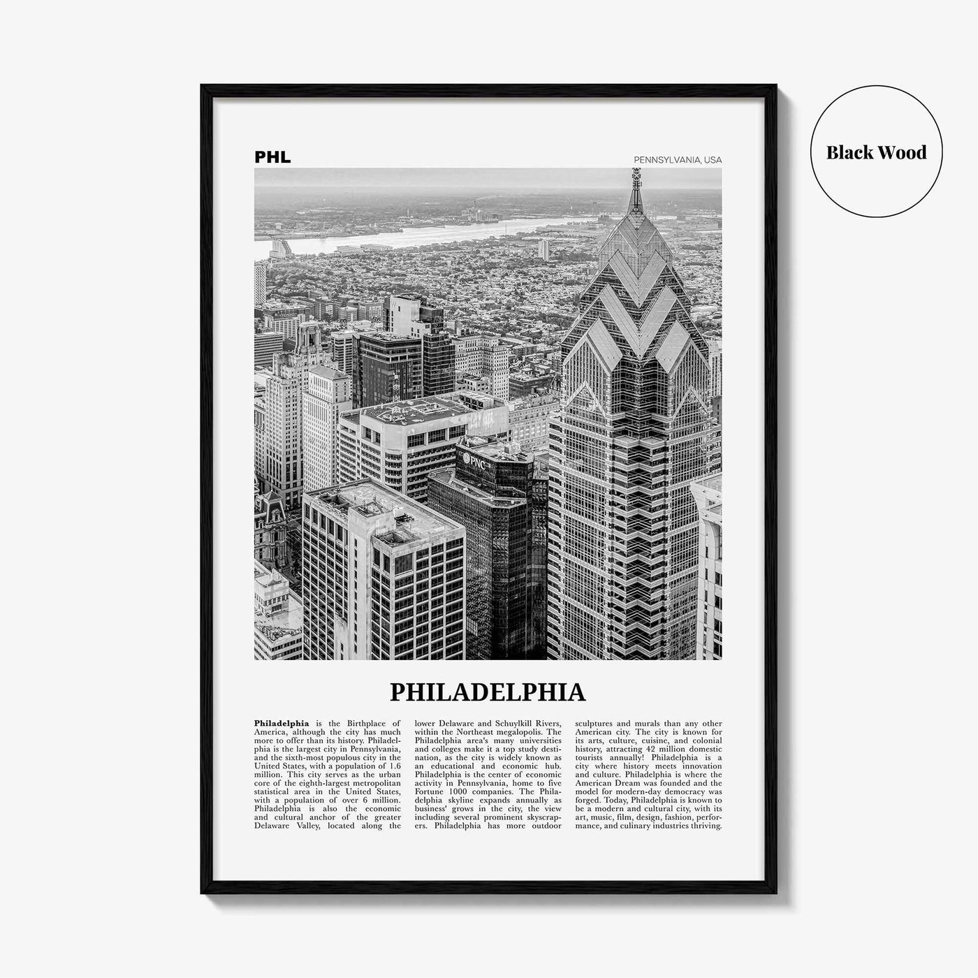 Philadelphia Print Black and White No 3, Philadelphia Wall Art, Philadelphia Poster, Philadelphia, Pennsylvania, USA United States