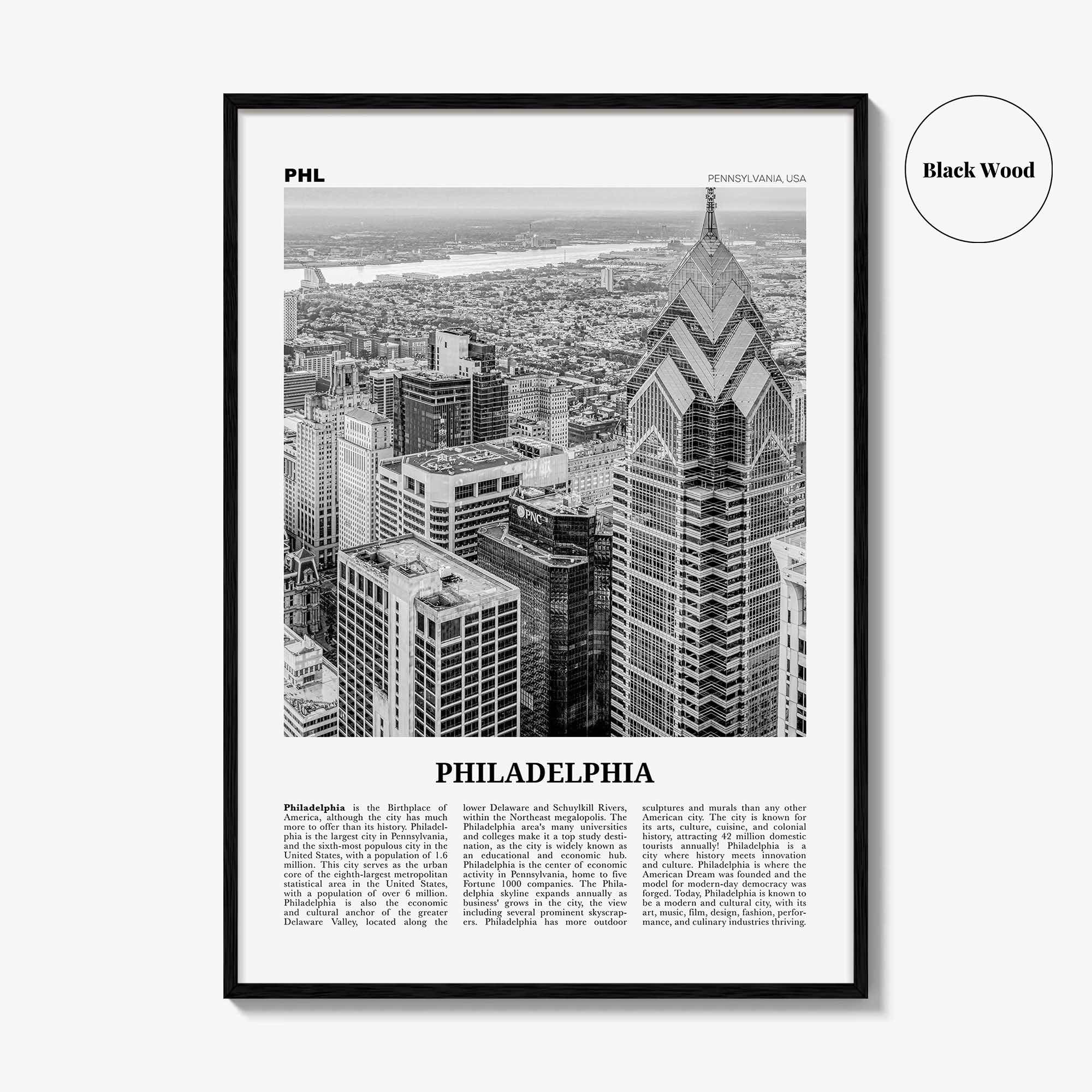 Philadelphia Print Black and White No 3, Philadelphia Wall Art, Philadelphia Poster, Philadelphia, Pennsylvania, USA United States