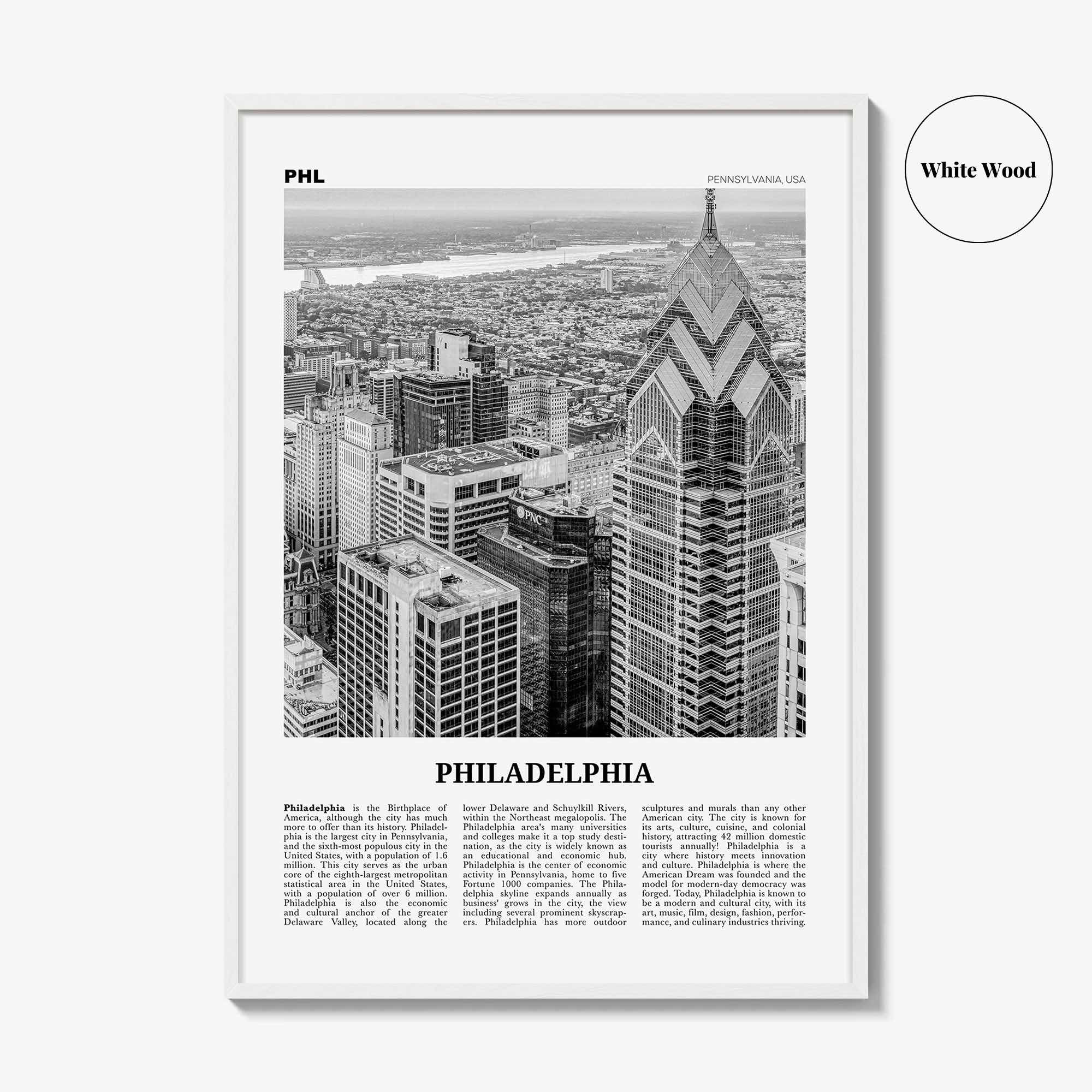 Philadelphia Print Black and White No 3, Philadelphia Wall Art, Philadelphia Poster, Philadelphia, Pennsylvania, USA United States