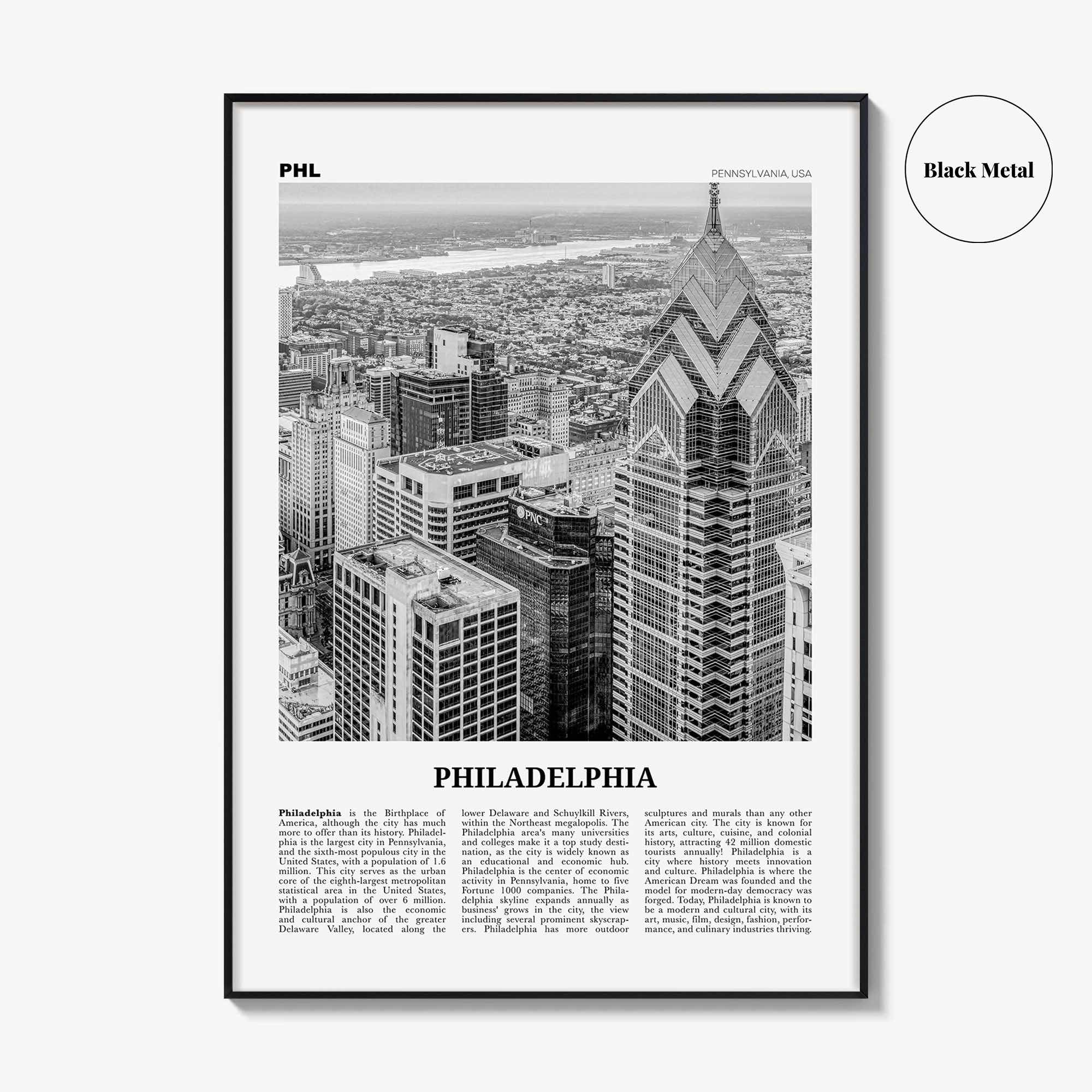 Philadelphia Print Black and White No 3, Philadelphia Wall Art, Philadelphia Poster, Philadelphia, Pennsylvania, USA United States