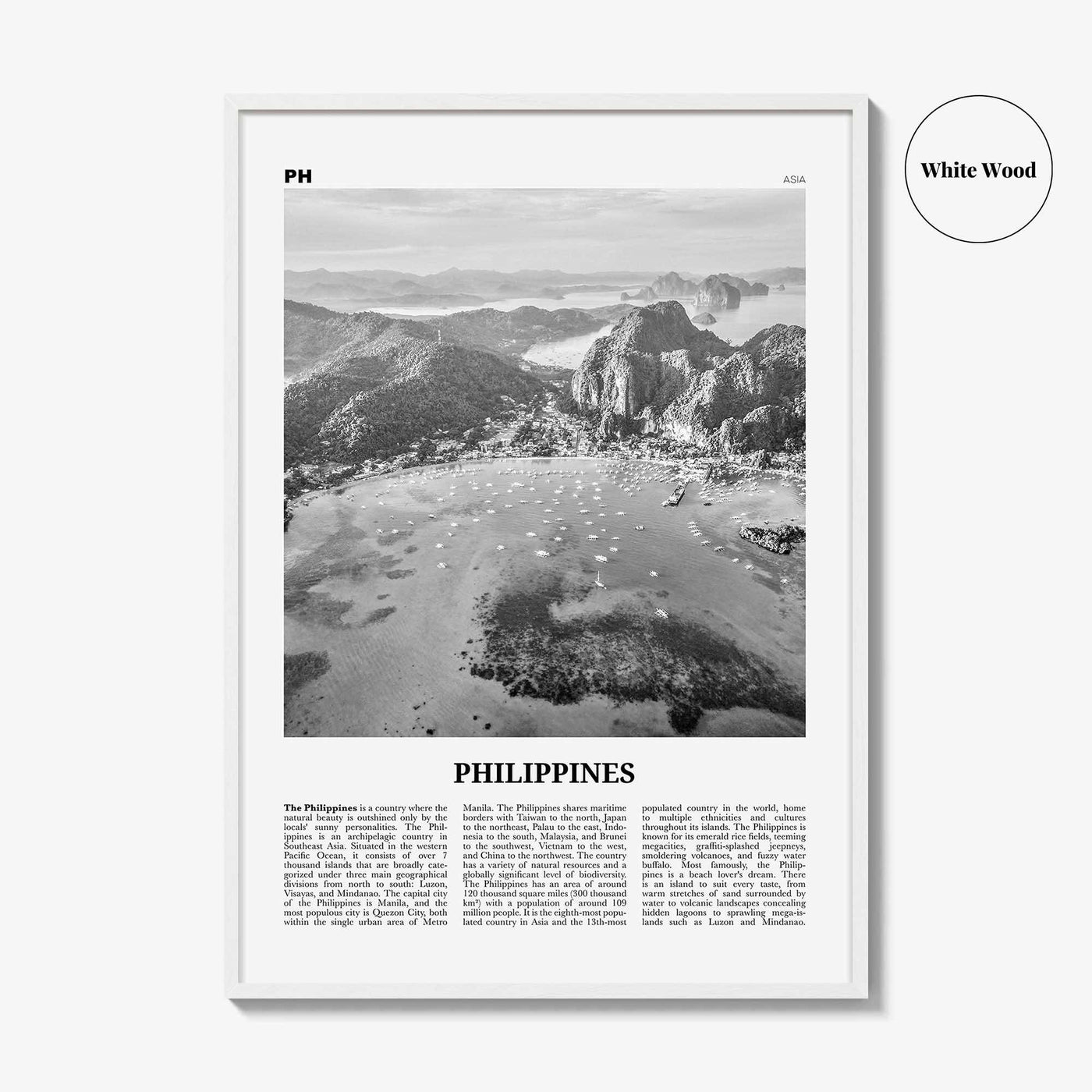 Philippines Print Black and White No 4, Philippines Wall Art, Philippines Poster, Philippines Photo, Philippines Wall Décor, Philippines Map