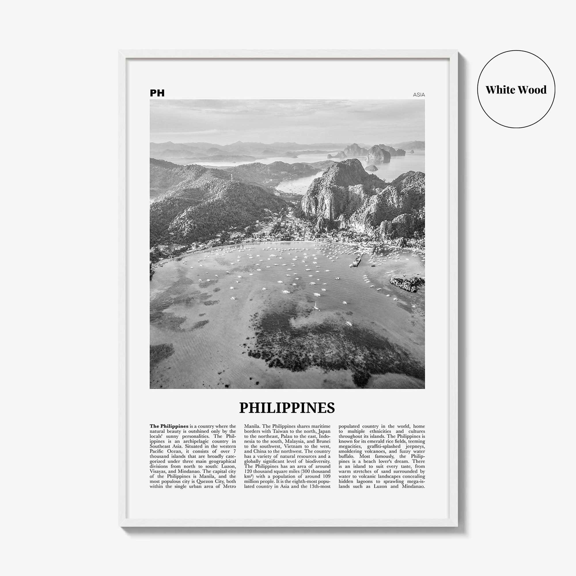 Philippines Print Black and White No 4, Philippines Wall Art, Philippines Poster, Philippines Photo, Philippines Wall Décor, Philippines Map