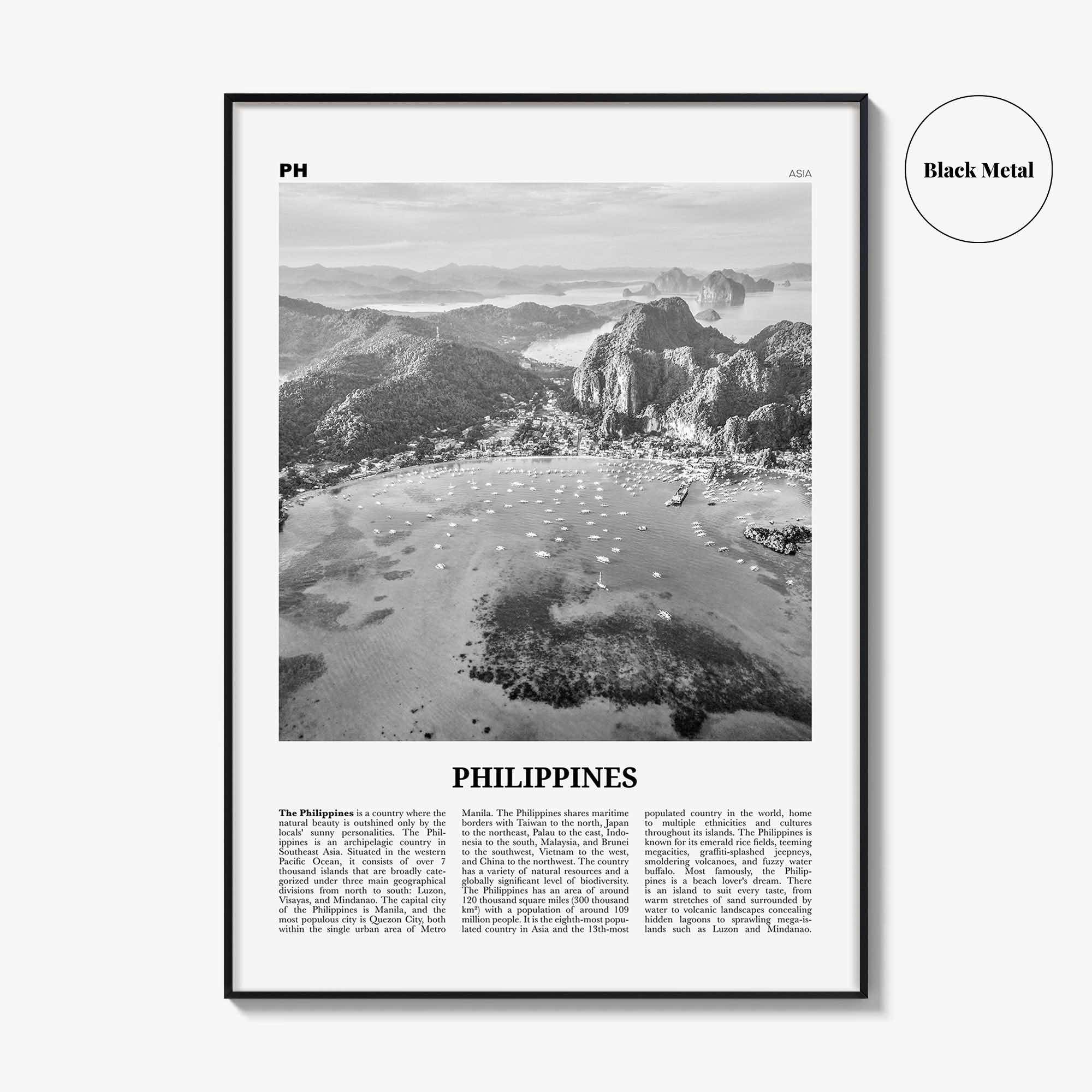 Philippines Print Black and White No 4, Philippines Wall Art, Philippines Poster, Philippines Photo, Philippines Wall Décor, Philippines Map