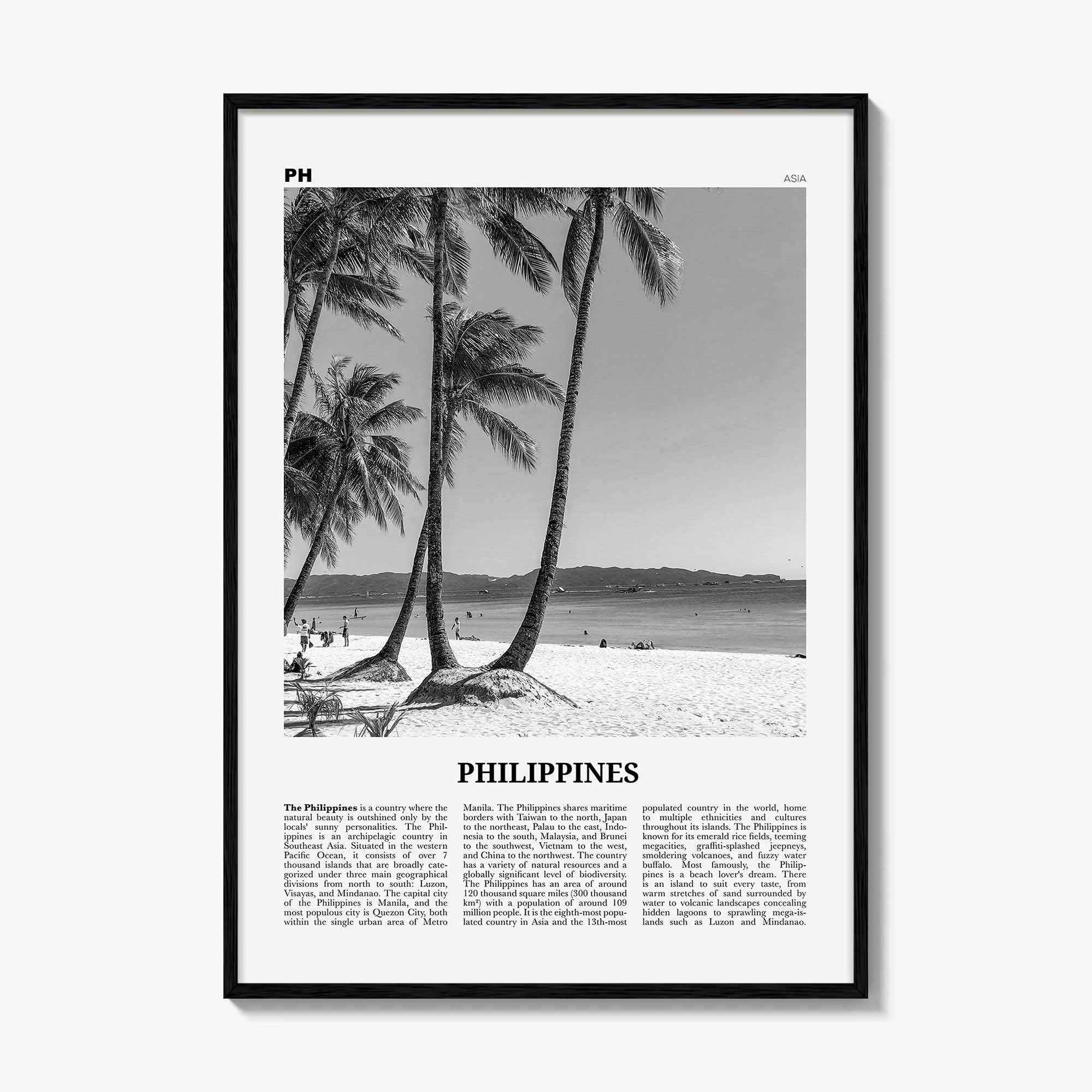 Philippines Print Black and White No 5, Philippines Wall Art, Philippines Poster, Philippines Photo, Philippines Wall Décor, Philippines Map