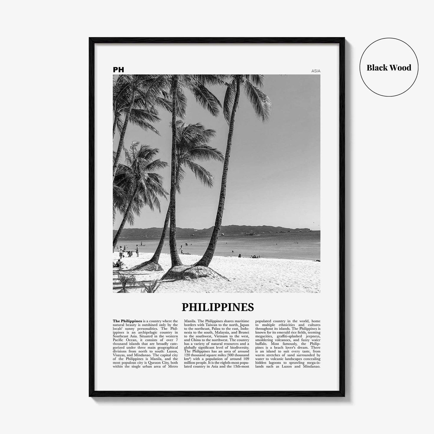 Philippines Print Black and White No 5, Philippines Wall Art, Philippines Poster, Philippines Photo, Philippines Wall Décor, Philippines Map
