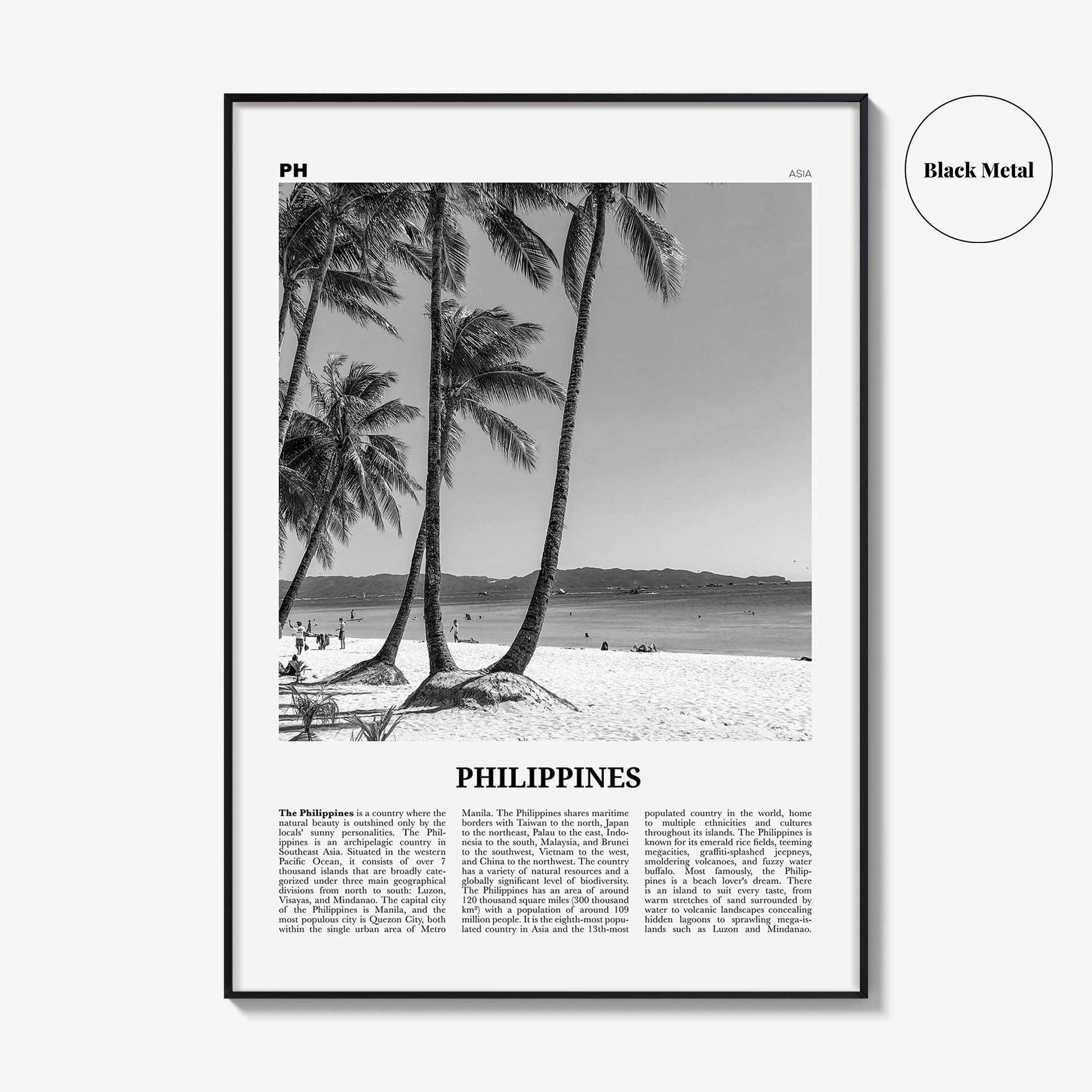 Philippines Print Black and White No 5, Philippines Wall Art, Philippines Poster, Philippines Photo, Philippines Wall Décor, Philippines Map