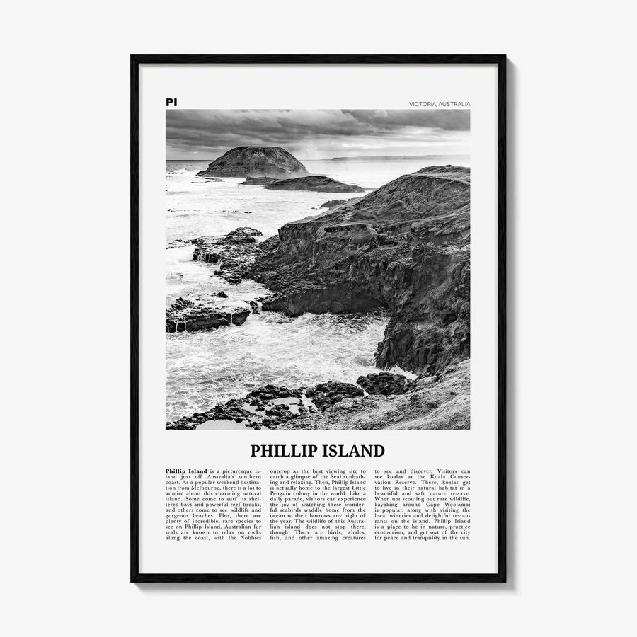 Phillip Island Print Black and White, Phillip Island Wall Art, Phillip Island Poster, Phillip Island Photo, Victoria, Australia