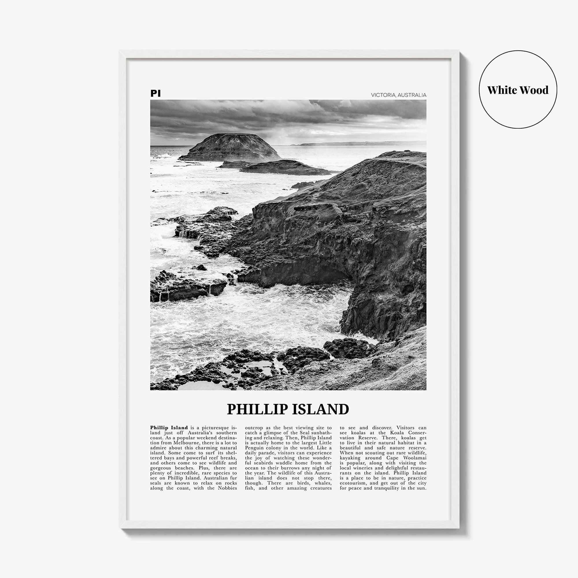 Phillip Island Print Black and White, Phillip Island Wall Art, Phillip Island Poster, Phillip Island Photo, Victoria, Australia