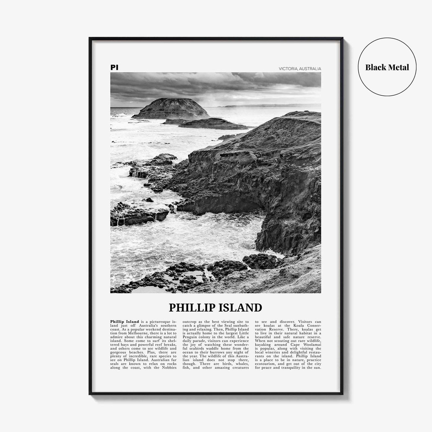 Phillip Island Print Black and White, Phillip Island Wall Art, Phillip Island Poster, Phillip Island Photo, Victoria, Australia