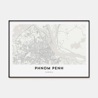 Phnom Penh Map Landscape Poster