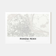 Phnom Penh Map Landscape Poster
