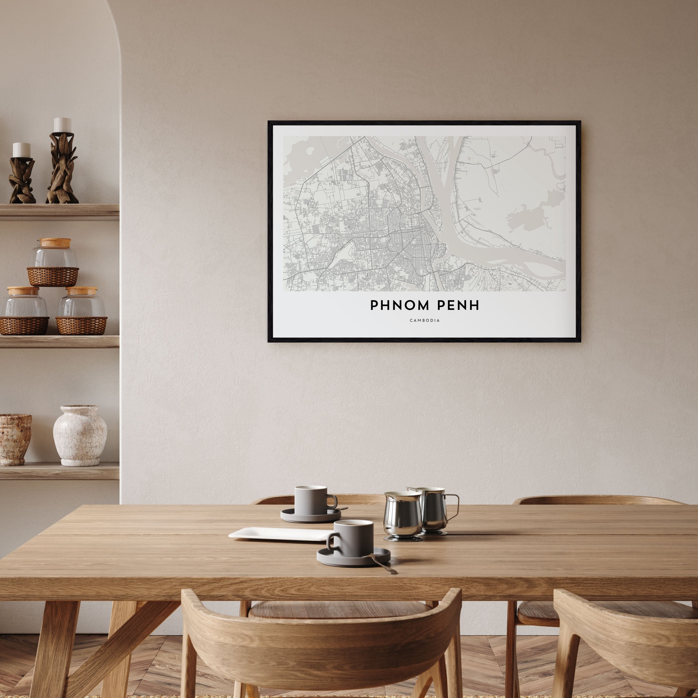 Phnom Penh Map Landscape Poster