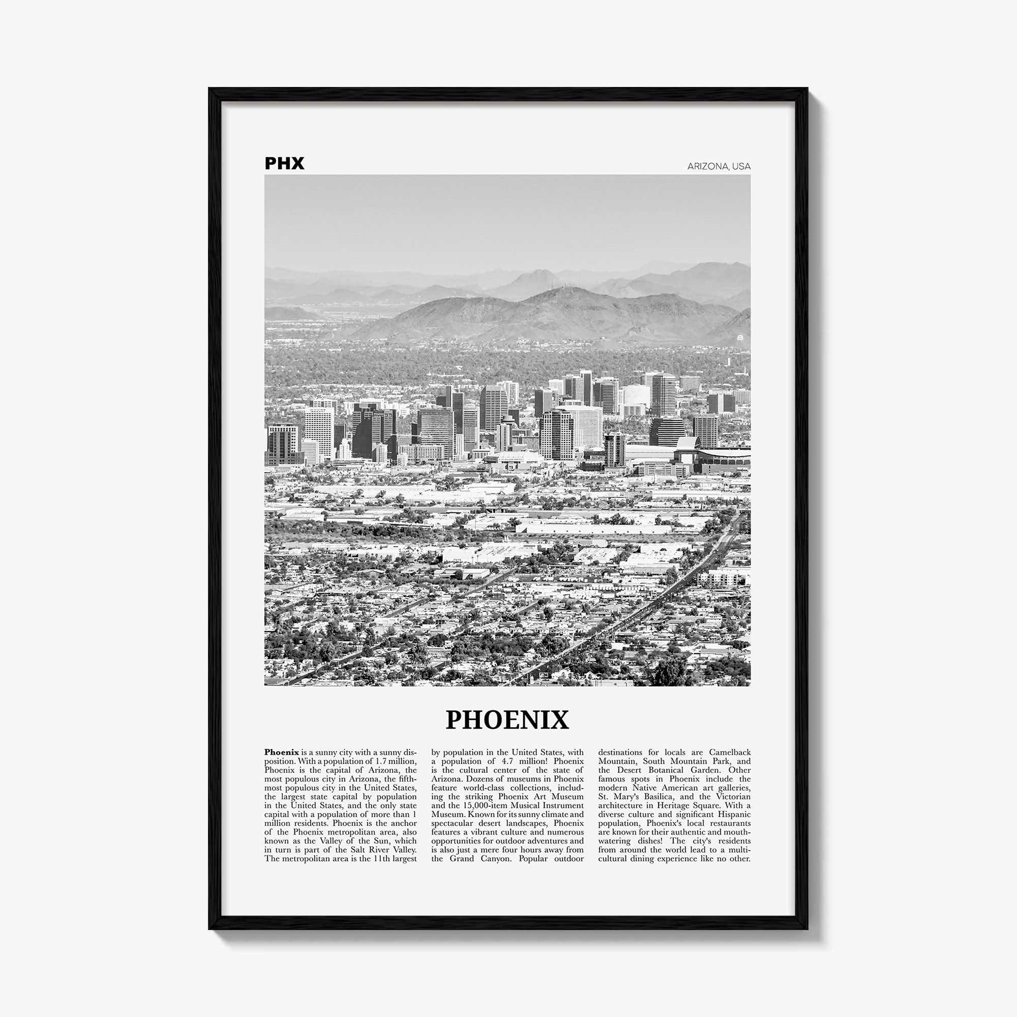 Phoenix Print Black and White No 1, Phoenix Wall Art, Phoenix Poster, Phoenix Photo, Phoenix Decor, Arizona, USA, United States