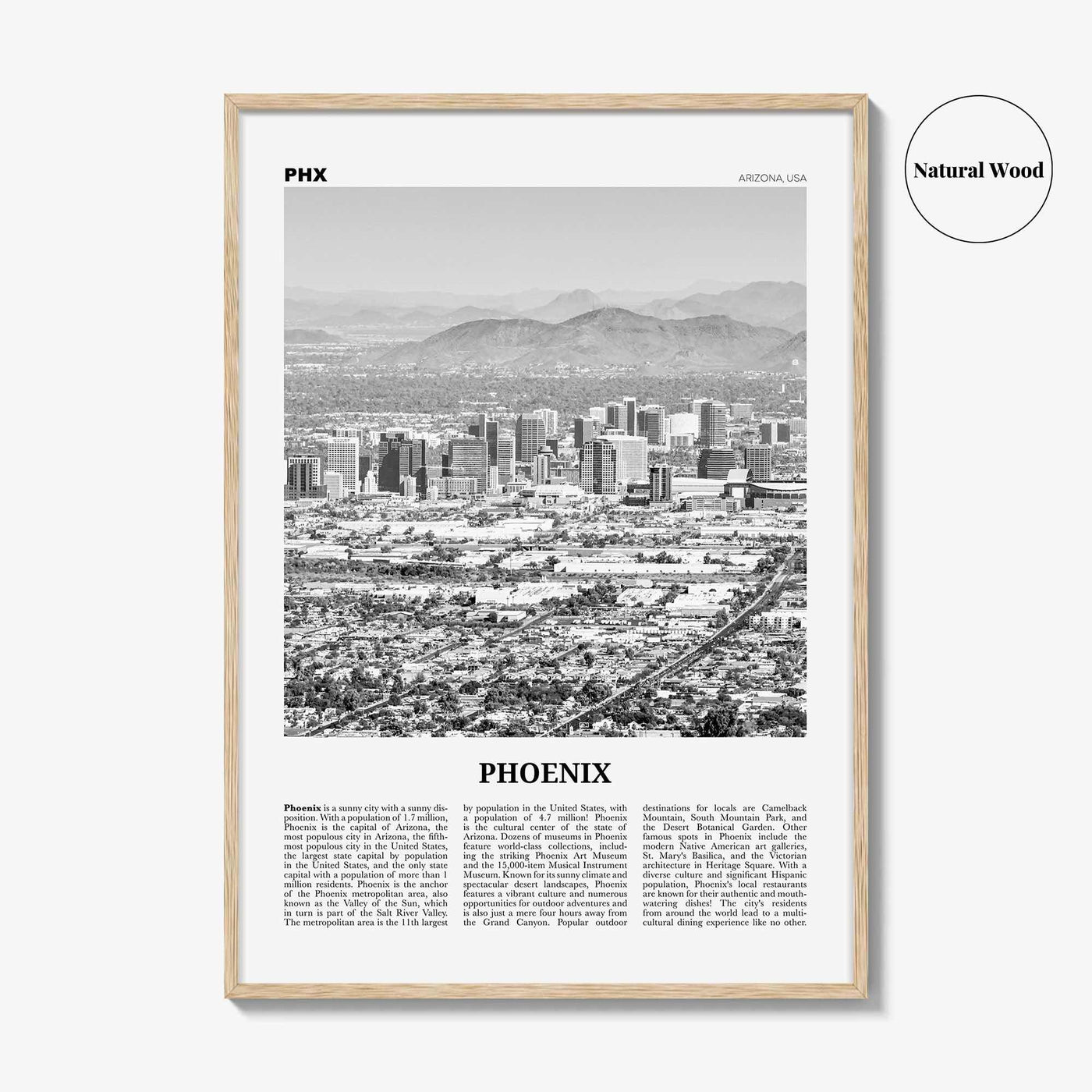 Phoenix Print Black and White No 1, Phoenix Wall Art, Phoenix Poster, Phoenix Photo, Phoenix Decor, Arizona, USA, United States