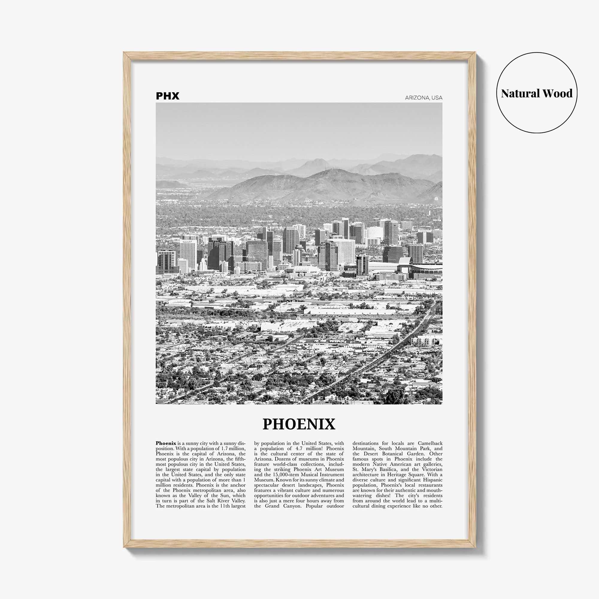 Phoenix Print Black and White No 1, Phoenix Wall Art, Phoenix Poster, Phoenix Photo, Phoenix Decor, Arizona, USA, United States