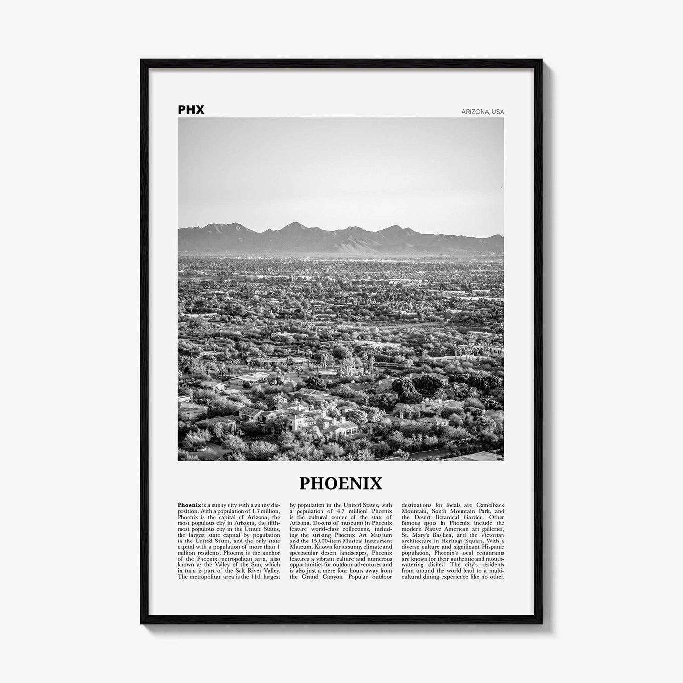 Phoenix Print Black and White No 2, Phoenix Wall Art, Phoenix Poster, Phoenix Photo, Phoenix Decor, Arizona, USA, United States