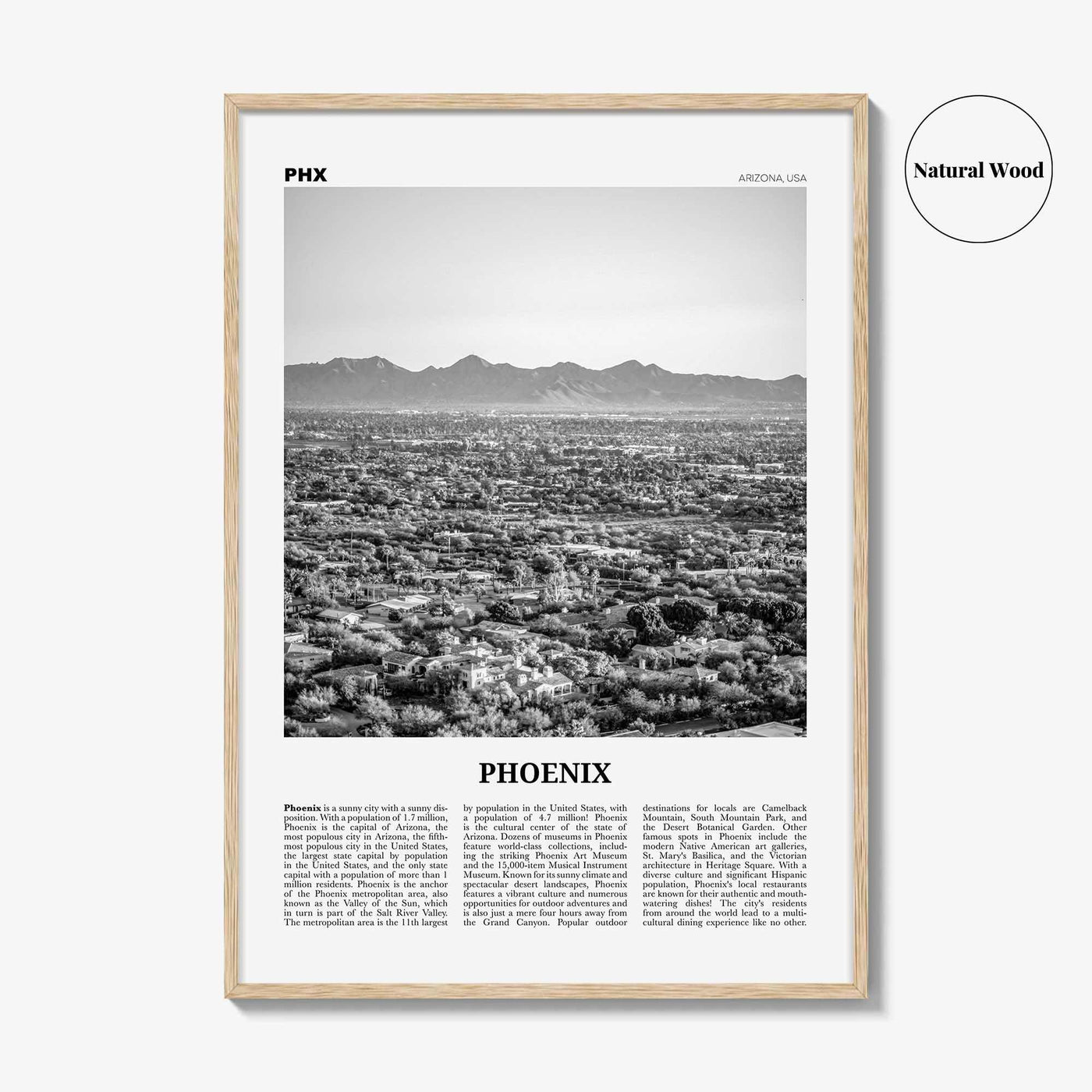 Phoenix Print Black and White No 2, Phoenix Wall Art, Phoenix Poster, Phoenix Photo, Phoenix Decor, Arizona, USA, United States