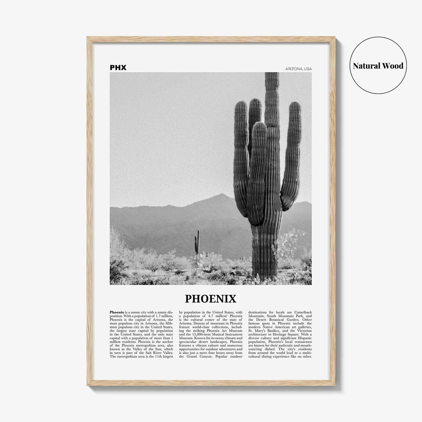 Phoenix Print Black and White No 3, Phoenix Wall Art, Phoenix Poster, Phoenix Photo, Phoenix Wall Décor, Phoenix Map, Arizona, USA