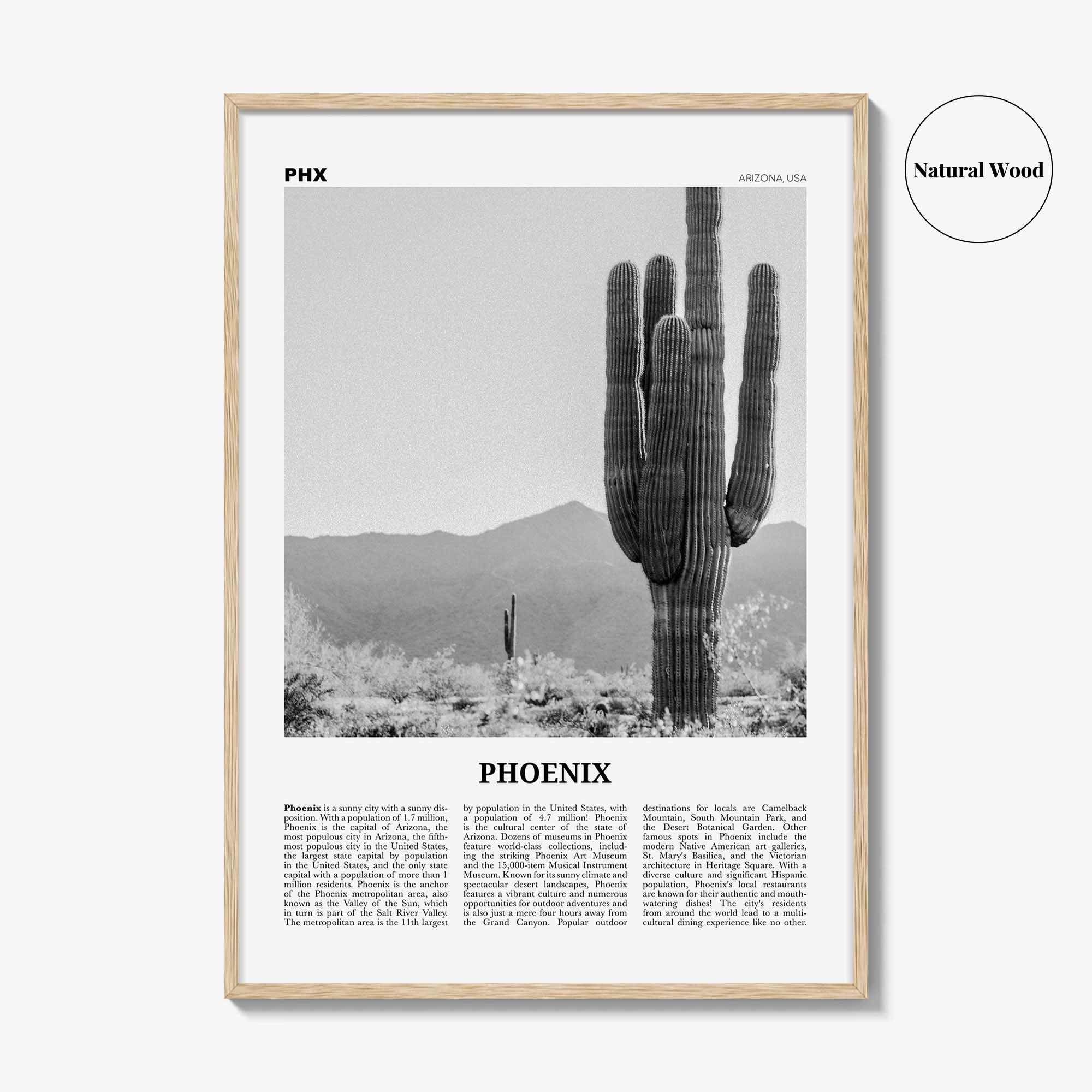 Phoenix Print Black and White No 3, Phoenix Wall Art, Phoenix Poster, Phoenix Photo, Phoenix Wall Décor, Phoenix Map, Arizona, USA