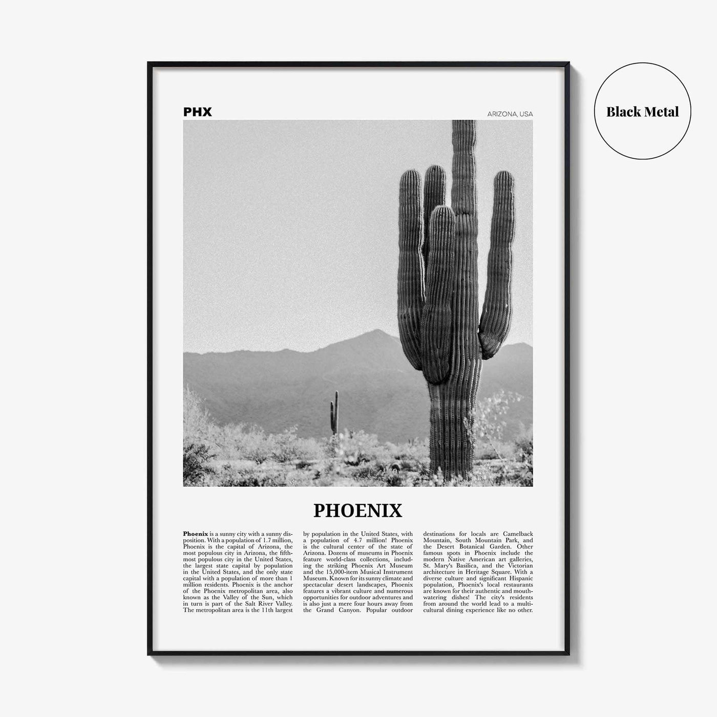 Phoenix Print Black and White No 3, Phoenix Wall Art, Phoenix Poster, Phoenix Photo, Phoenix Wall Décor, Phoenix Map, Arizona, USA