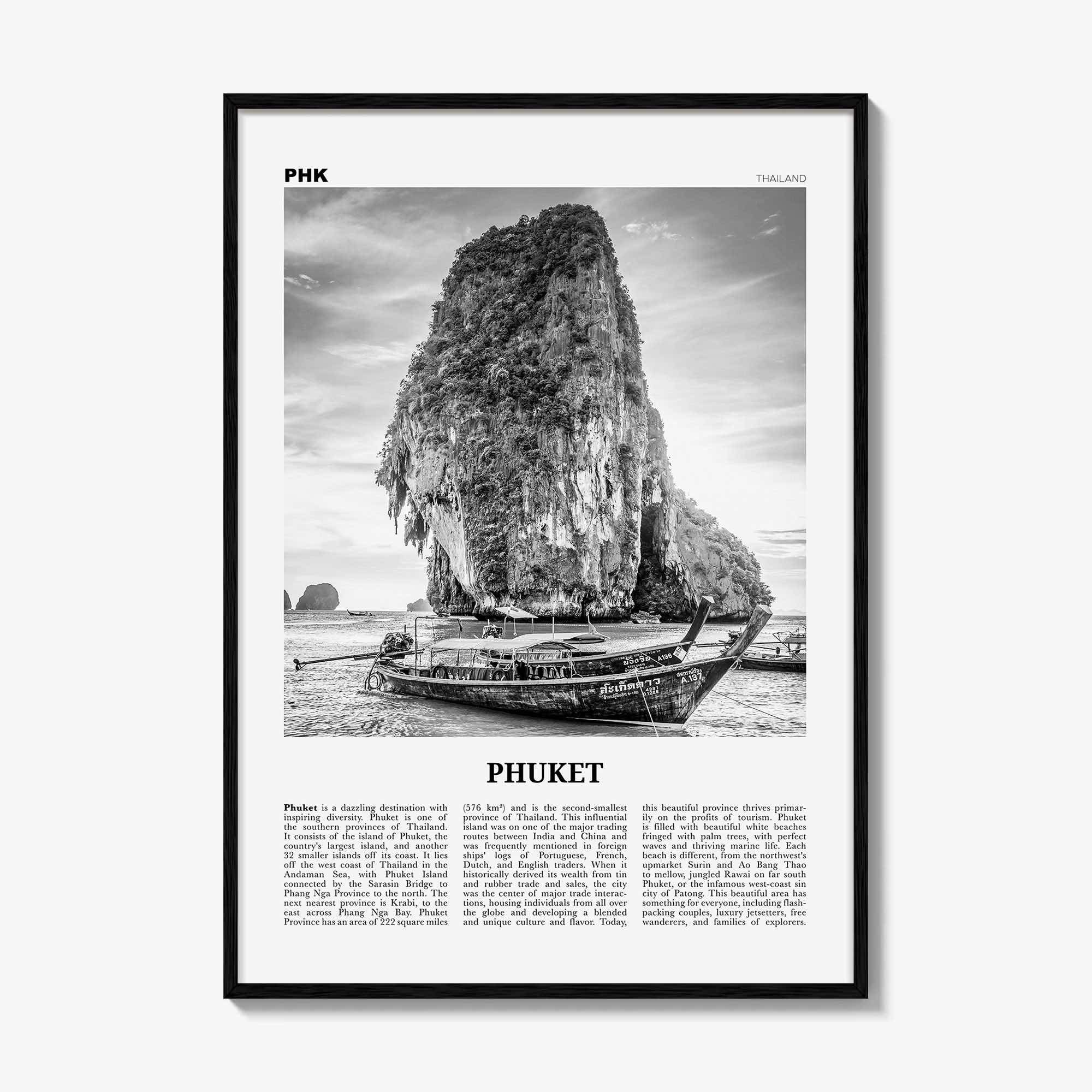 Phuket Print Black and White, Phuket Wall Art, Phuket Poster, Phuket Photo, Phuket Wall Decor, Thailand, Tanjung Salang, Asia