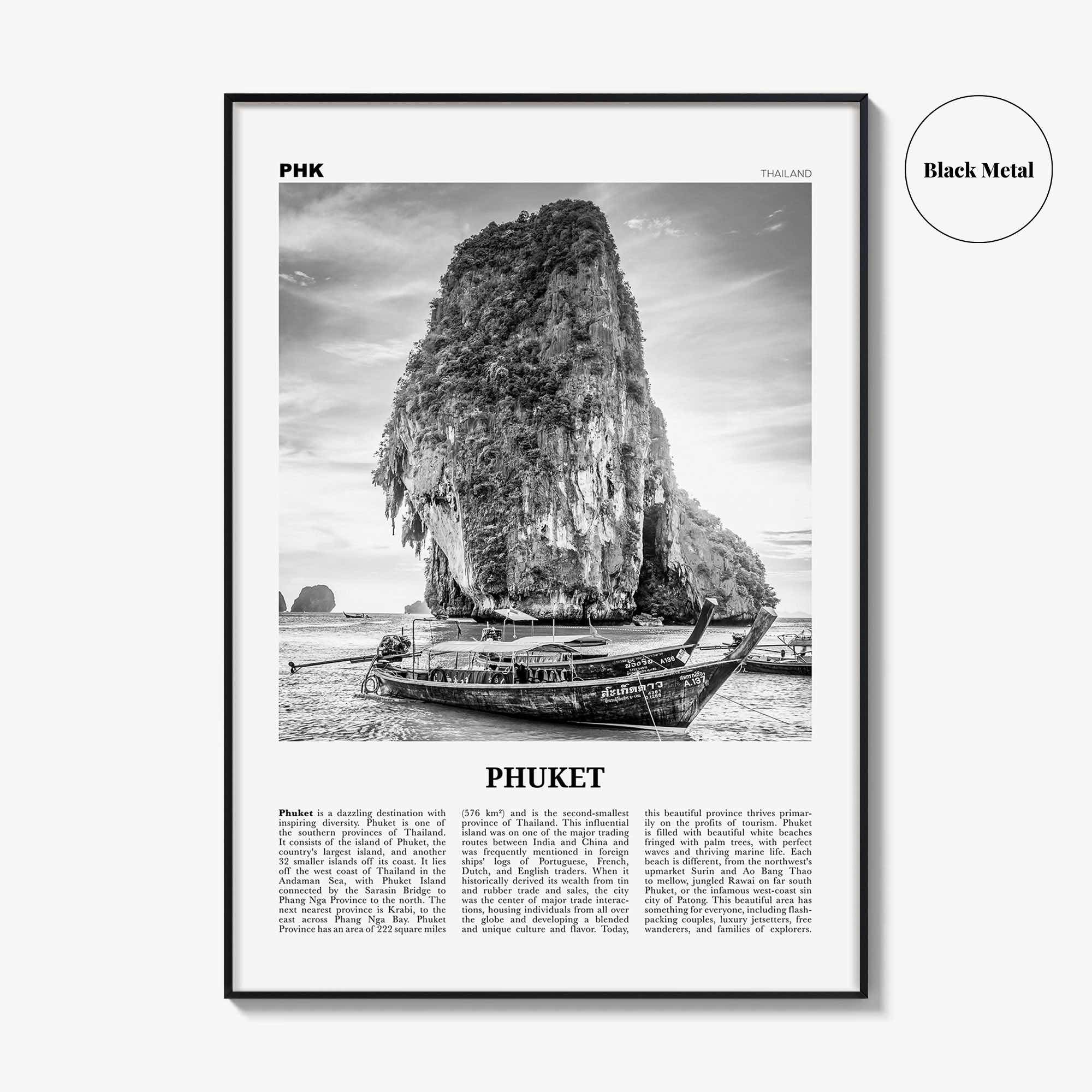 Phuket Print Black and White, Phuket Wall Art, Phuket Poster, Phuket Photo, Phuket Wall Decor, Thailand, Tanjung Salang, Asia