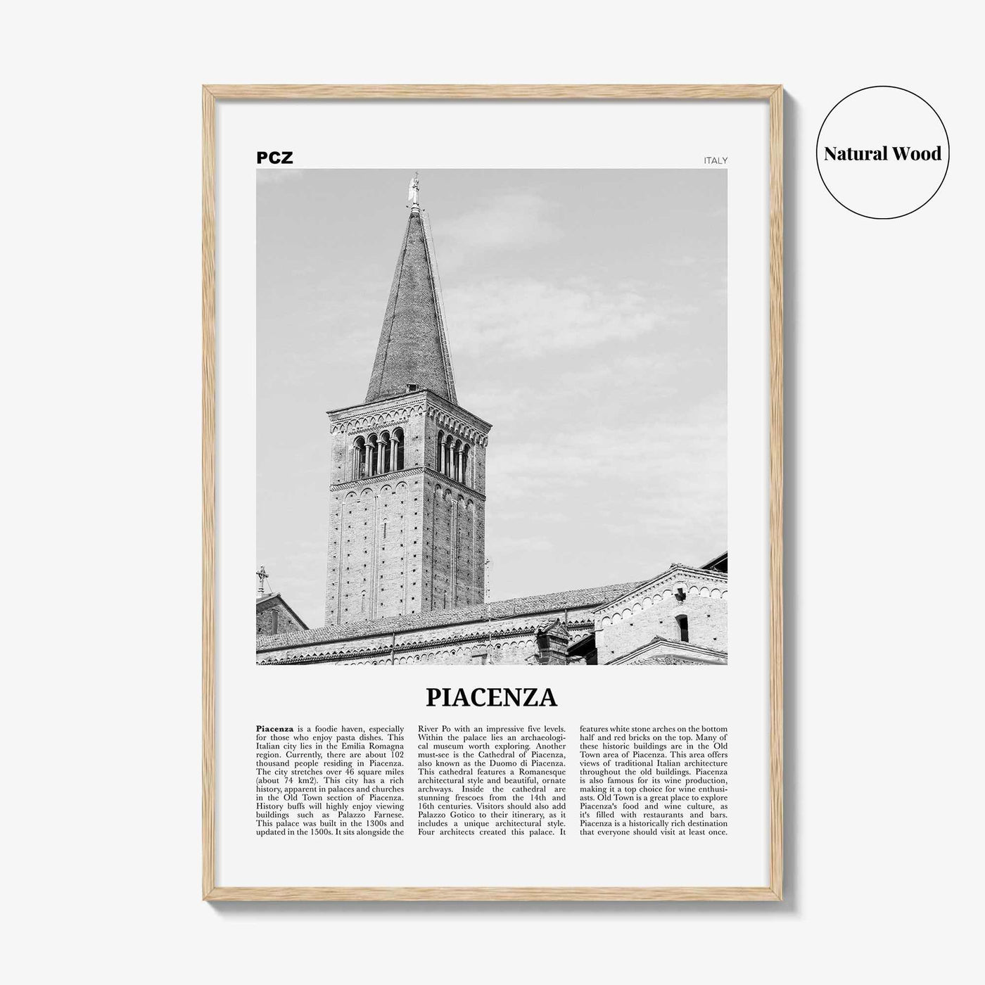 Piacenza Print Black and White, Piacenza Wall Art, Piacenza Poster, Piacenza Photo, Piacenza Wall Décor, Piacenza Map, Italy