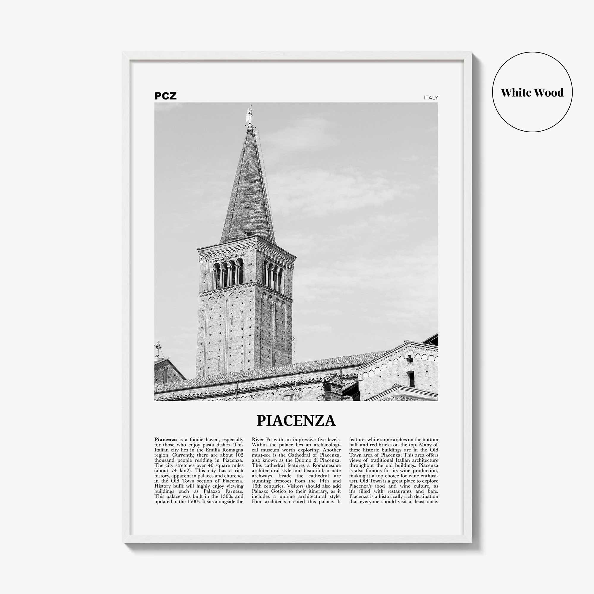 Piacenza Print Black and White, Piacenza Wall Art, Piacenza Poster, Piacenza Photo, Piacenza Wall Décor, Piacenza Map, Italy