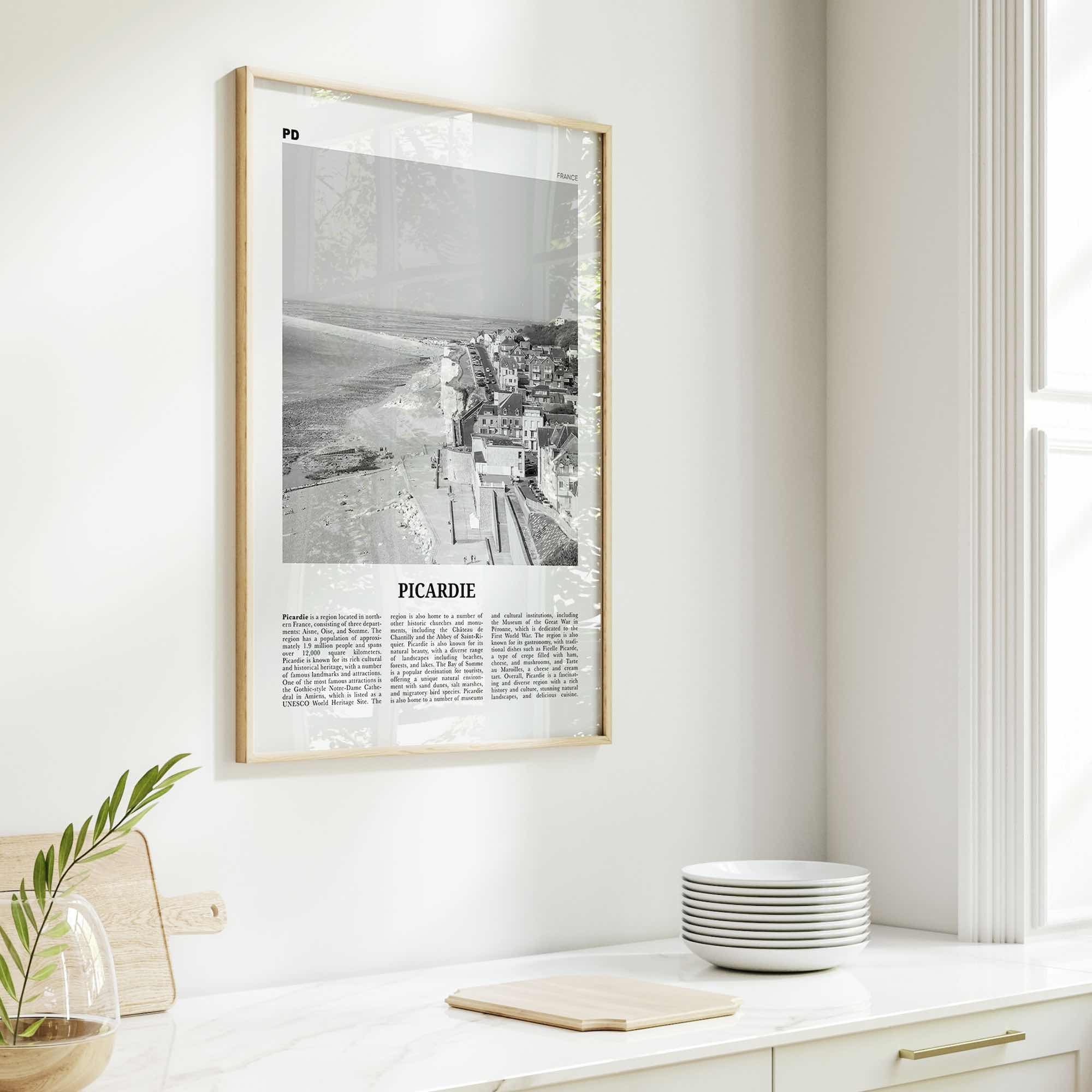 Picardie Print Black and White, Picardie Wall Art, Picardie Poster, Picardie Photo, Picardie Wall Décor, Picardie Map