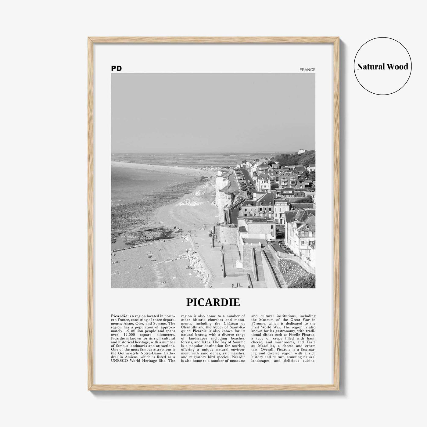 Picardie Print Black and White, Picardie Wall Art, Picardie Poster, Picardie Photo, Picardie Wall Décor, Picardie Map