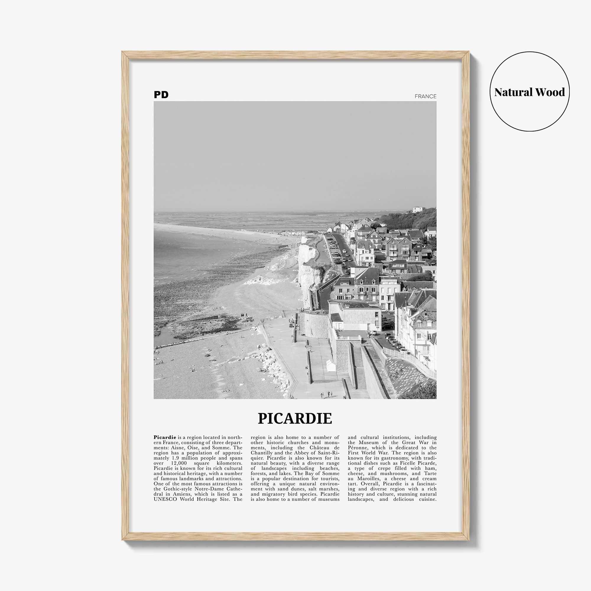 Picardie Print Black and White, Picardie Wall Art, Picardie Poster, Picardie Photo, Picardie Wall Décor, Picardie Map