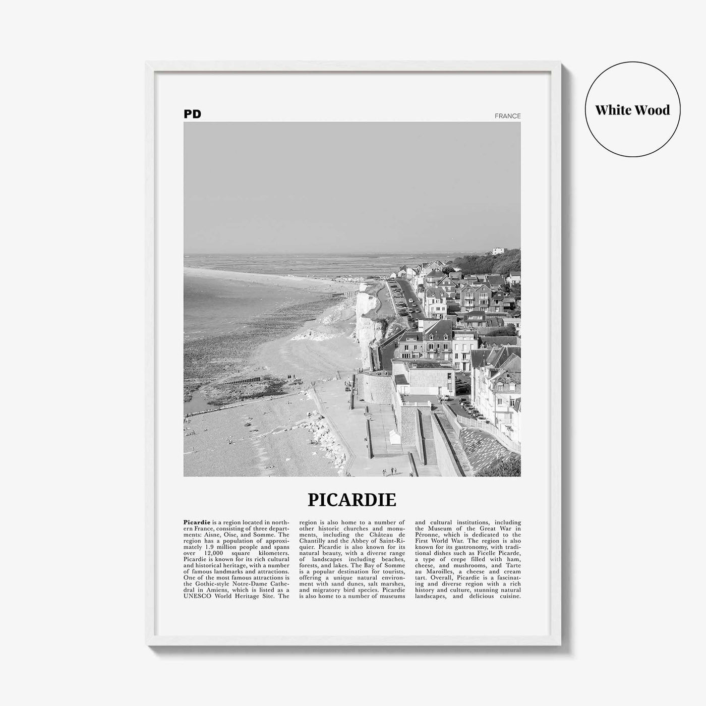 Picardie Print Black and White, Picardie Wall Art, Picardie Poster, Picardie Photo, Picardie Wall Décor, Picardie Map