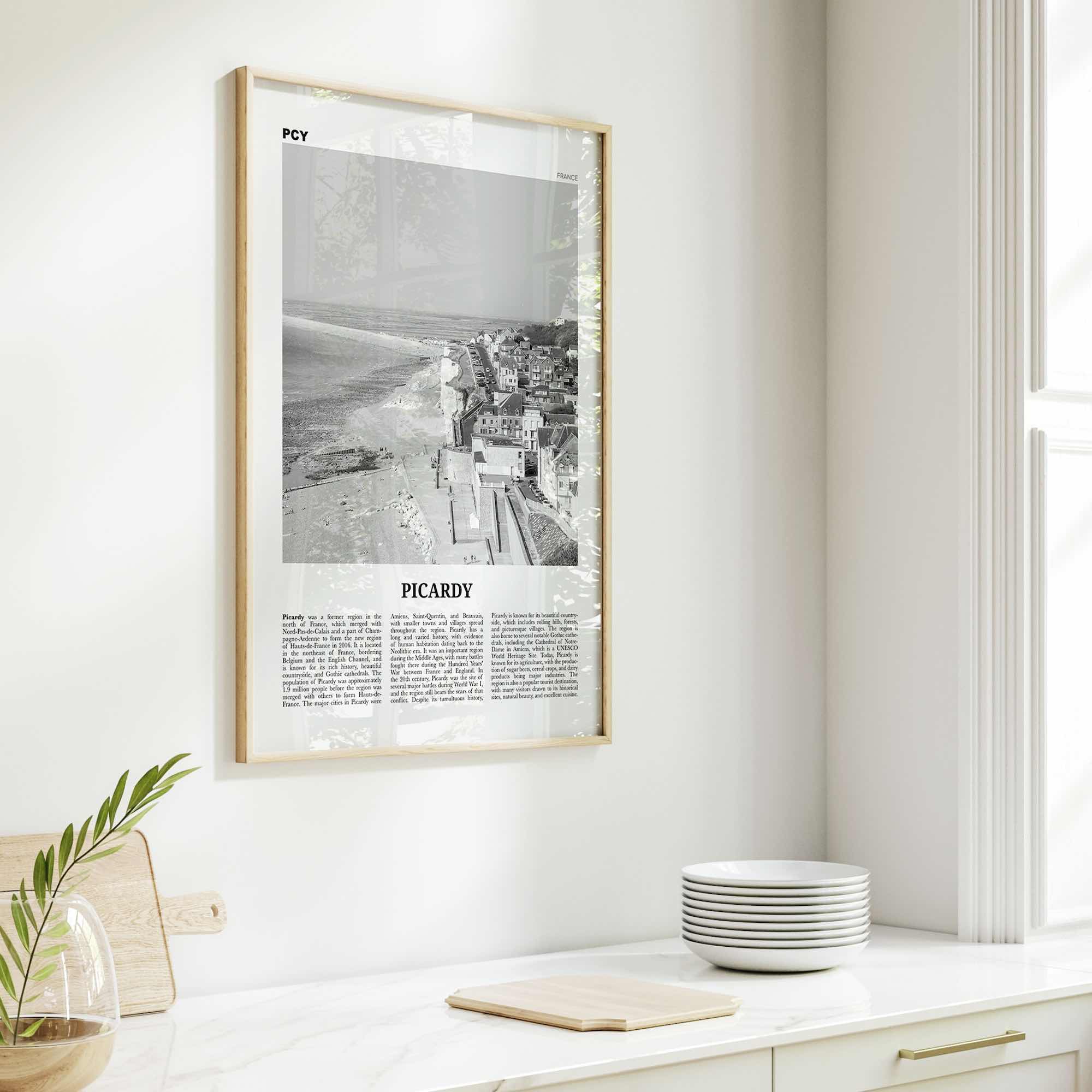 Picardy Print Black and White, Picardy Wall Art, Picardy Poster, Picardy Photo, Picardy Wall Décor, Picardy Map, France