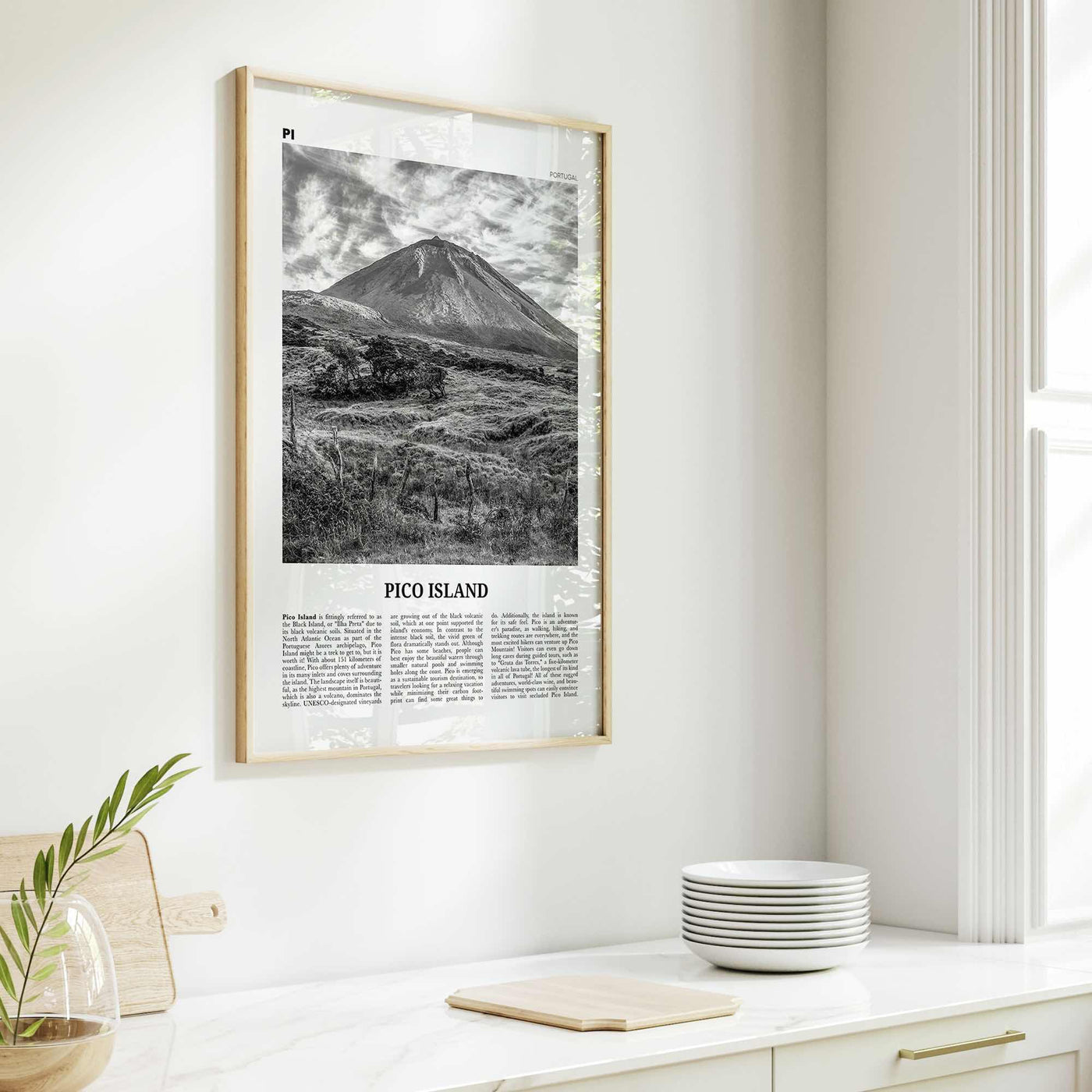 Pico Island Print Black and White, Pico Island Wall Art, Pico Island Poster, Pico Island Photo, Pico Island Décor, Pico Island Map, Portugal