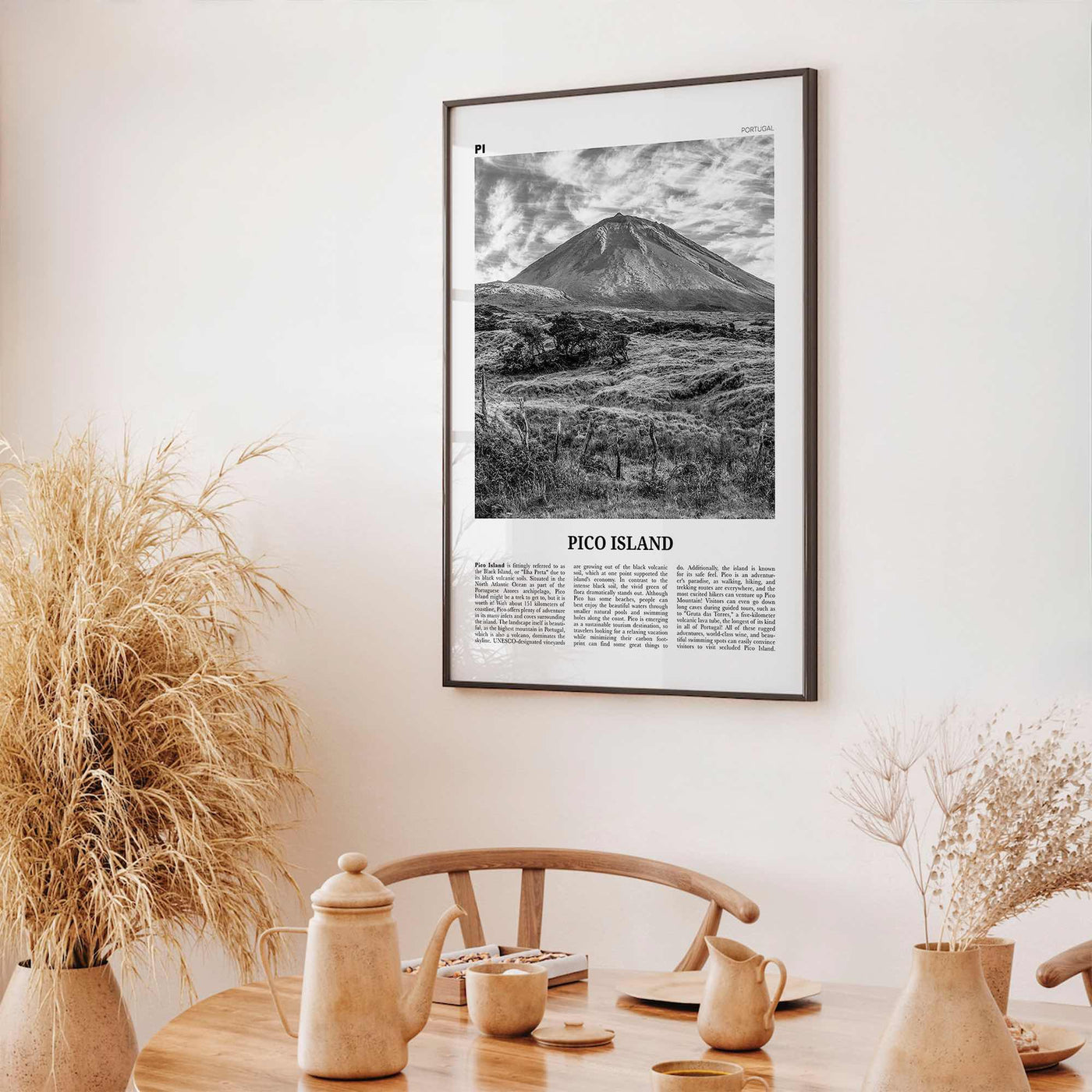 Pico Island Print Black and White, Pico Island Wall Art, Pico Island Poster, Pico Island Photo, Pico Island Décor, Pico Island Map, Portugal