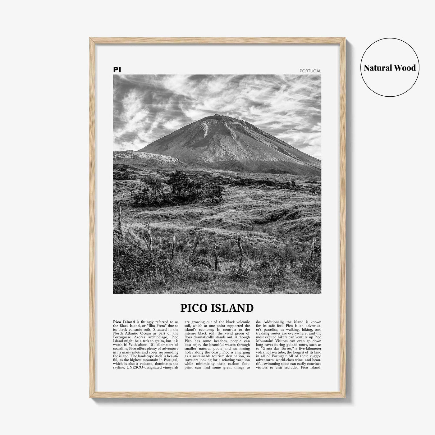 Pico Island Print Black and White, Pico Island Wall Art, Pico Island Poster, Pico Island Photo, Pico Island Décor, Pico Island Map, Portugal