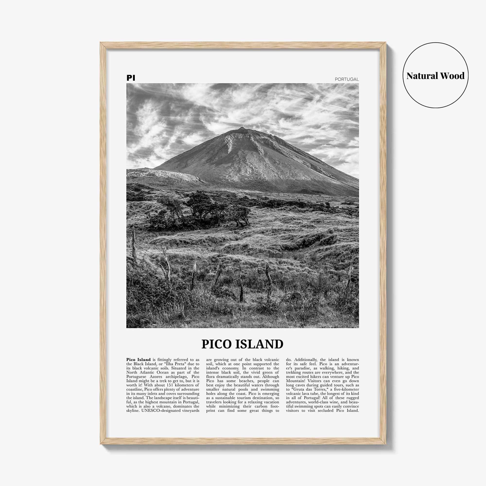 Pico Island Print Black and White, Pico Island Wall Art, Pico Island Poster, Pico Island Photo, Pico Island Décor, Pico Island Map, Portugal