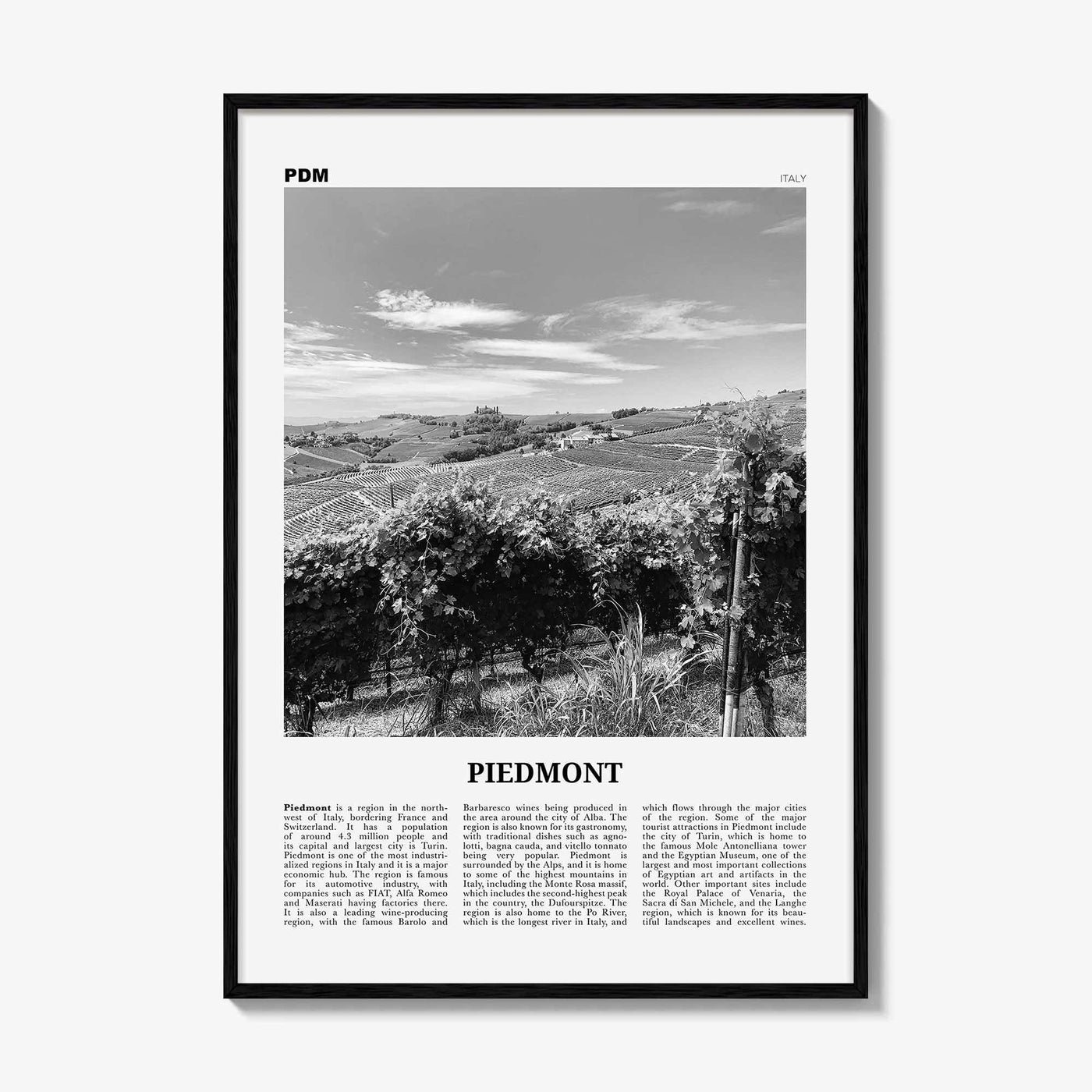 Piedmont Print Black and White, Piedmont Wall Art, Piedmont Poster, Piedmont Photo, Piedmont Wall Décor, Piedmont Map,