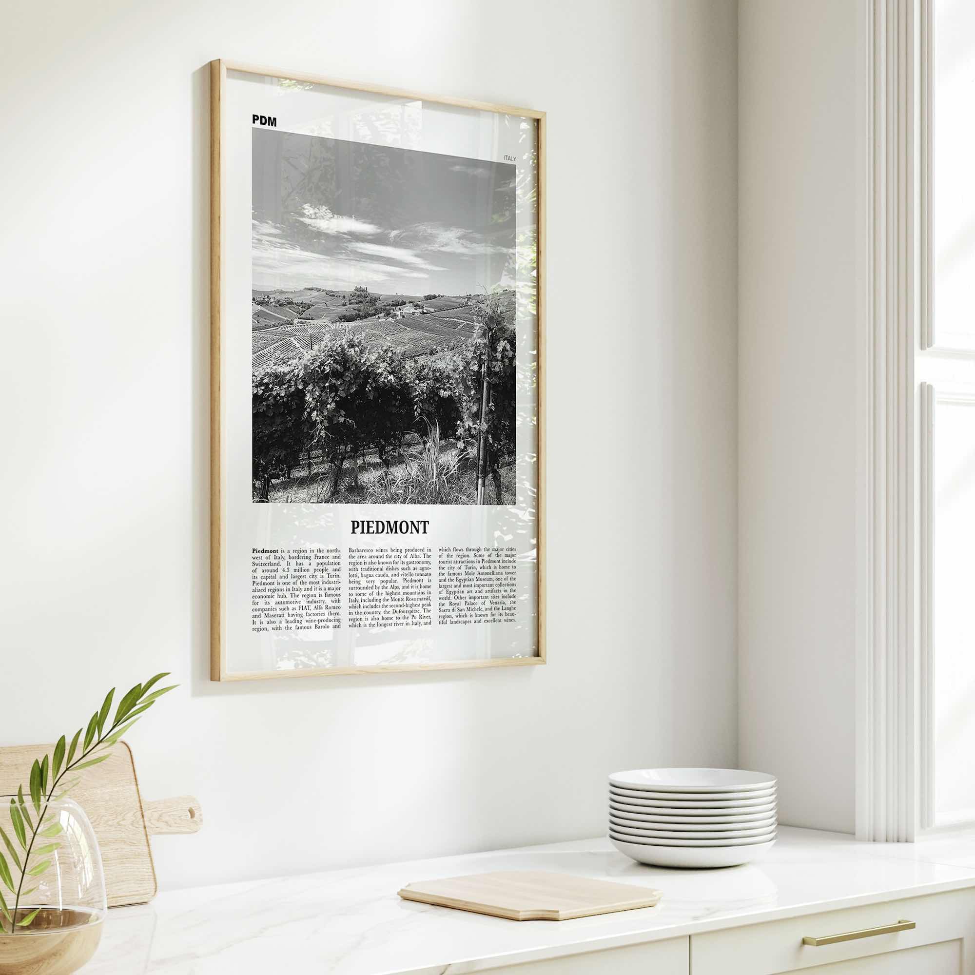 Piedmont Print Black and White, Piedmont Wall Art, Piedmont Poster, Piedmont Photo, Piedmont Wall Décor, Piedmont Map,