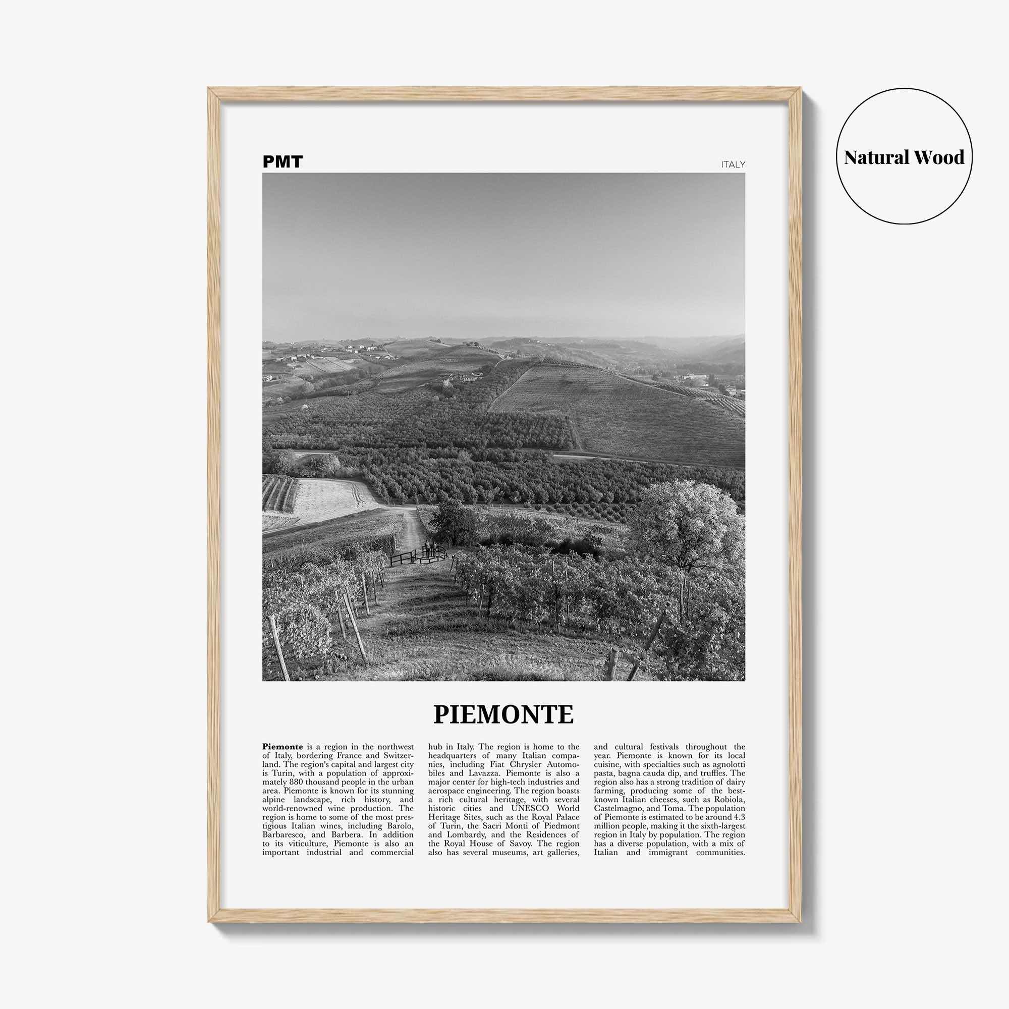 Piemonte Print Black and White, Piemonte Wall Art, Piemonte Poster, Piemonte Photo, Piemonte Wall Décor, Piemonte Map,