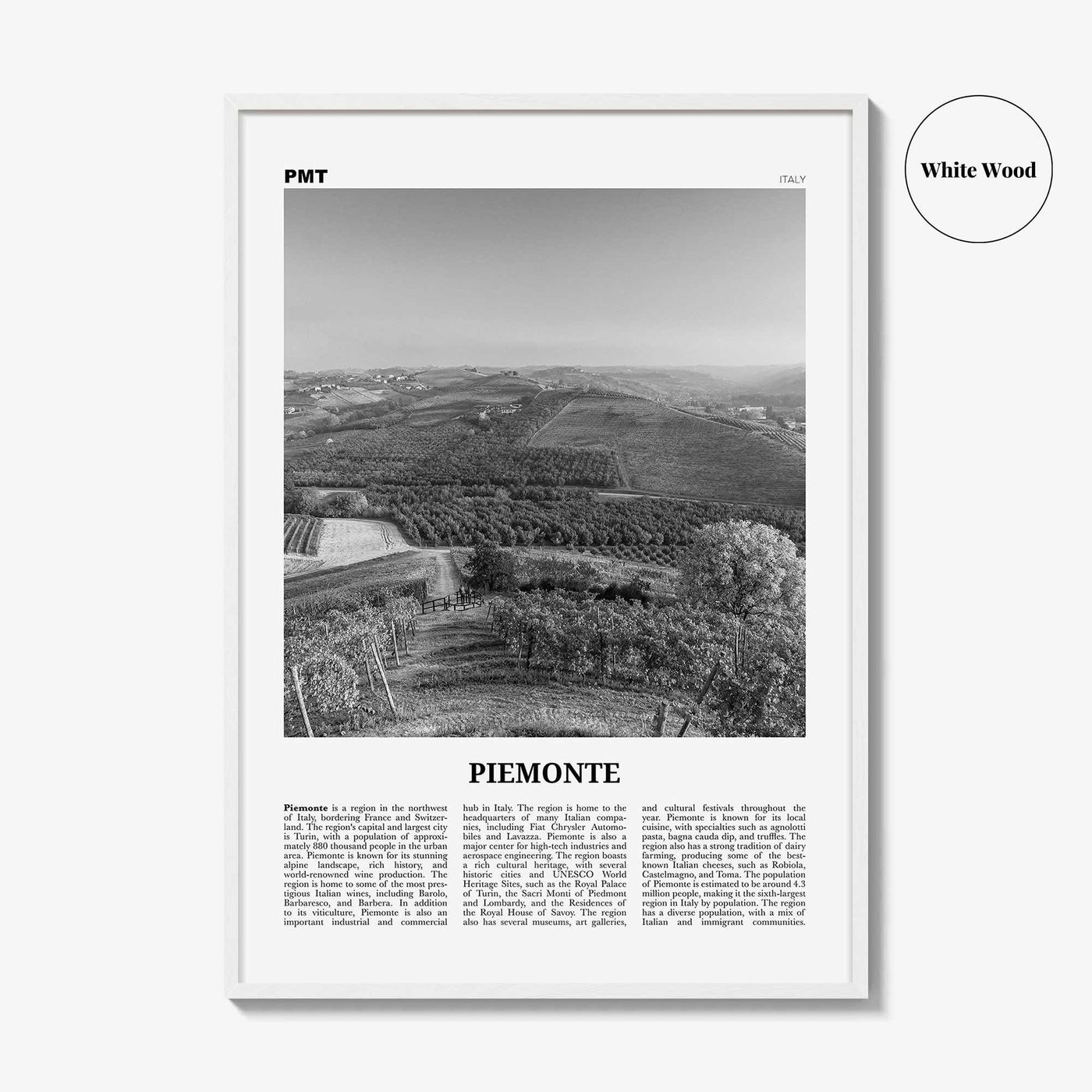 Piemonte Print Black and White, Piemonte Wall Art, Piemonte Poster, Piemonte Photo, Piemonte Wall Décor, Piemonte Map,