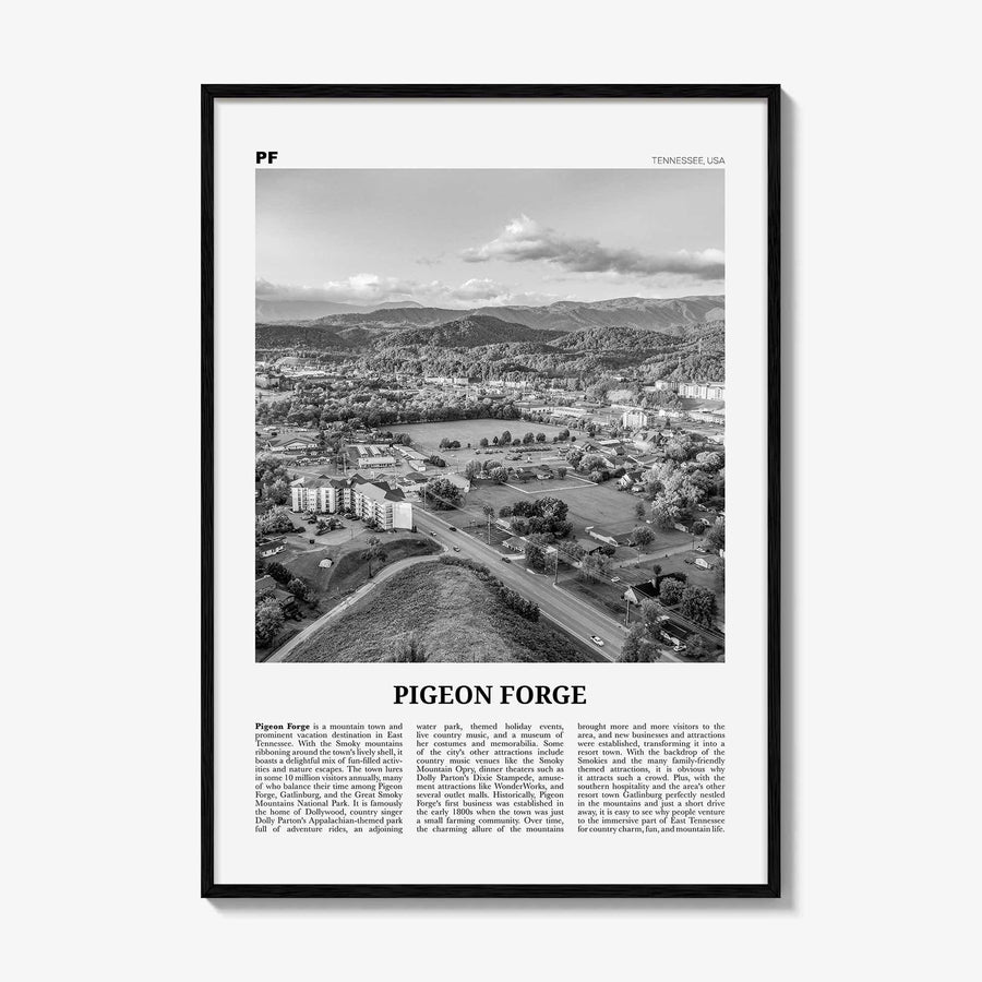 Pigeon Forge Print Black and White, Pigeon Forge Wall Art, Pigeon Forge Poster, Pigeon Forge Photo, Pigeon Forge Décor, Pigeon Forge Map